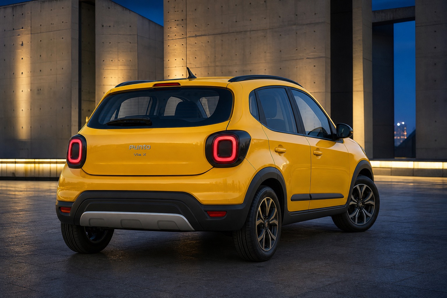 Punto Via X, rear three-quarter view