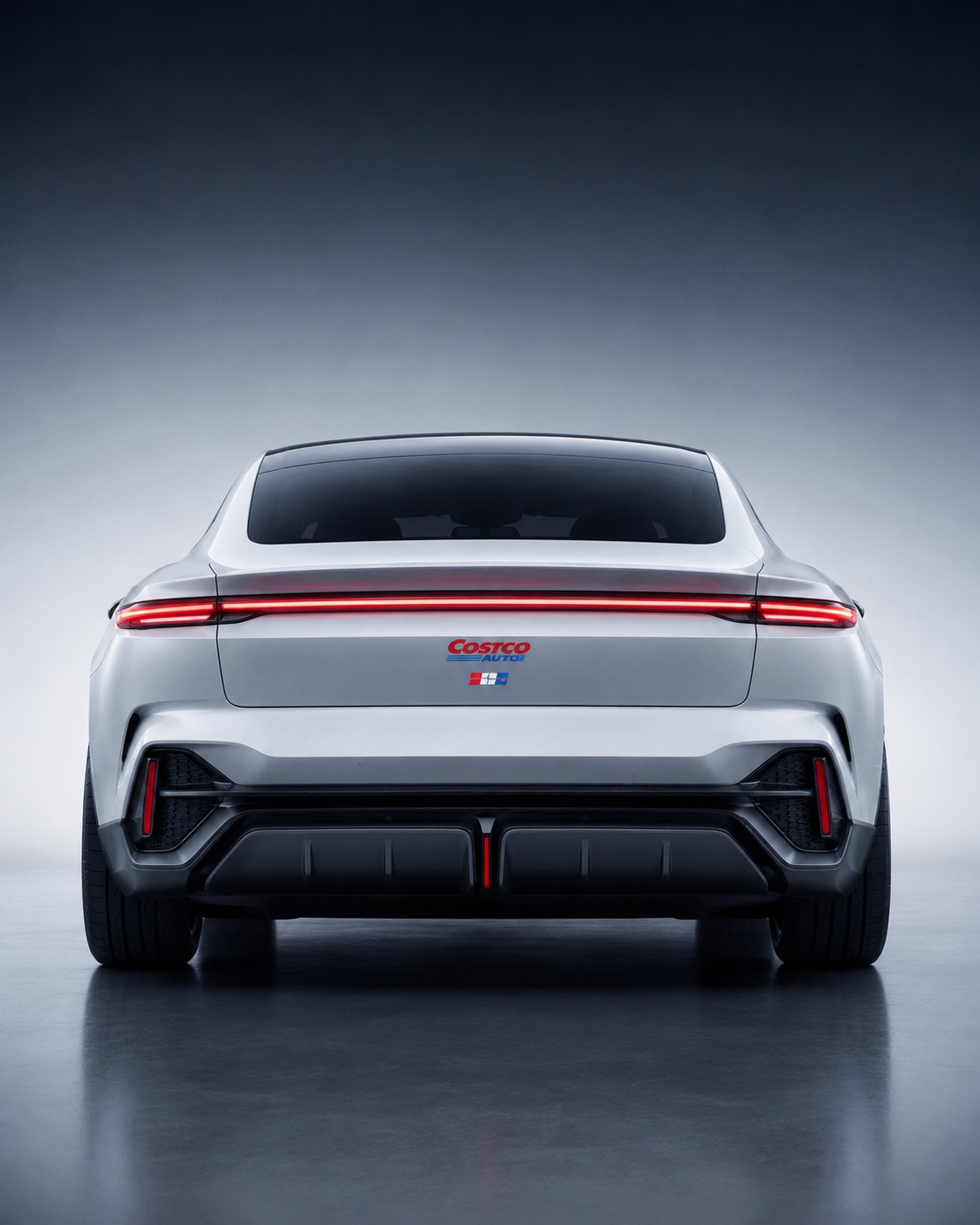 Costco Electric Sport Coupe rear straight-on studio shot