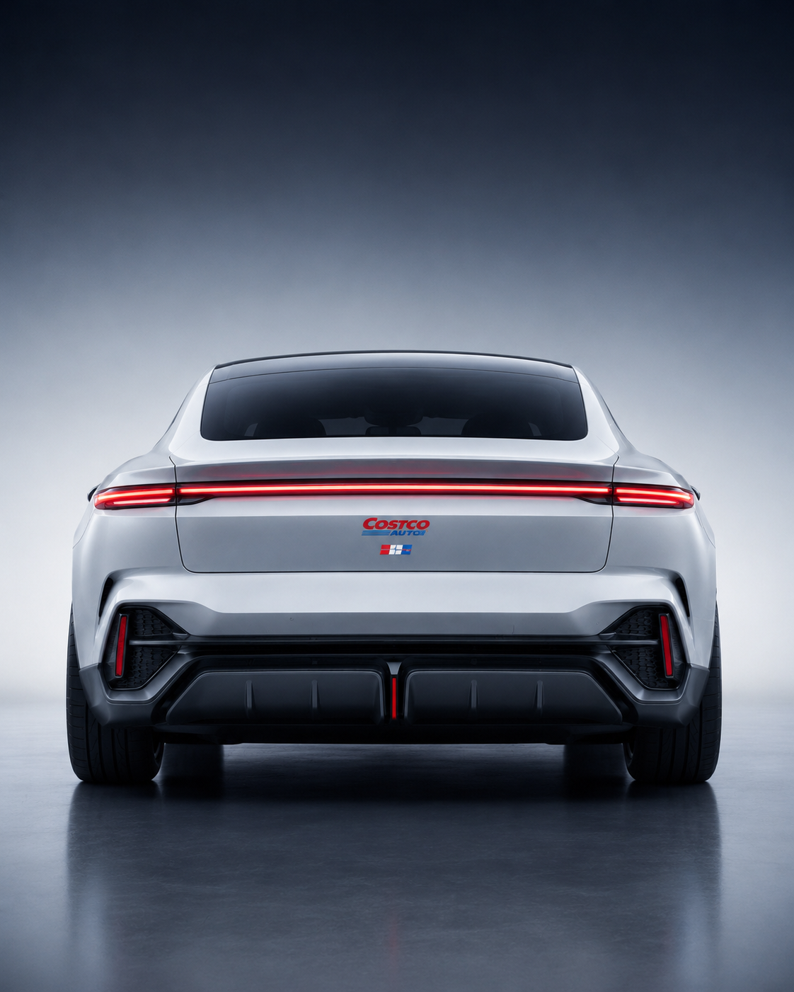 Costco Electric Sport Coupe rear straight-on studio shot