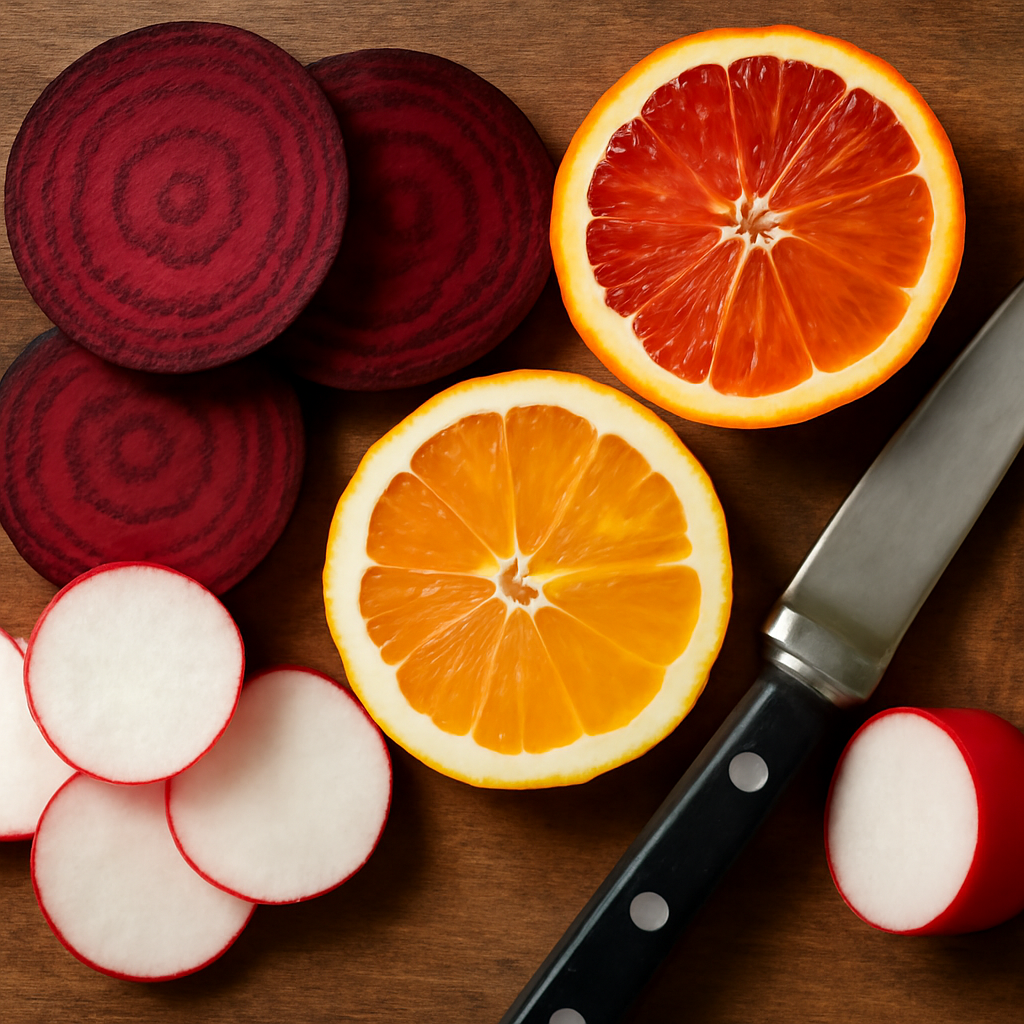 Beets, radishes, and citrus: color you can slice into art