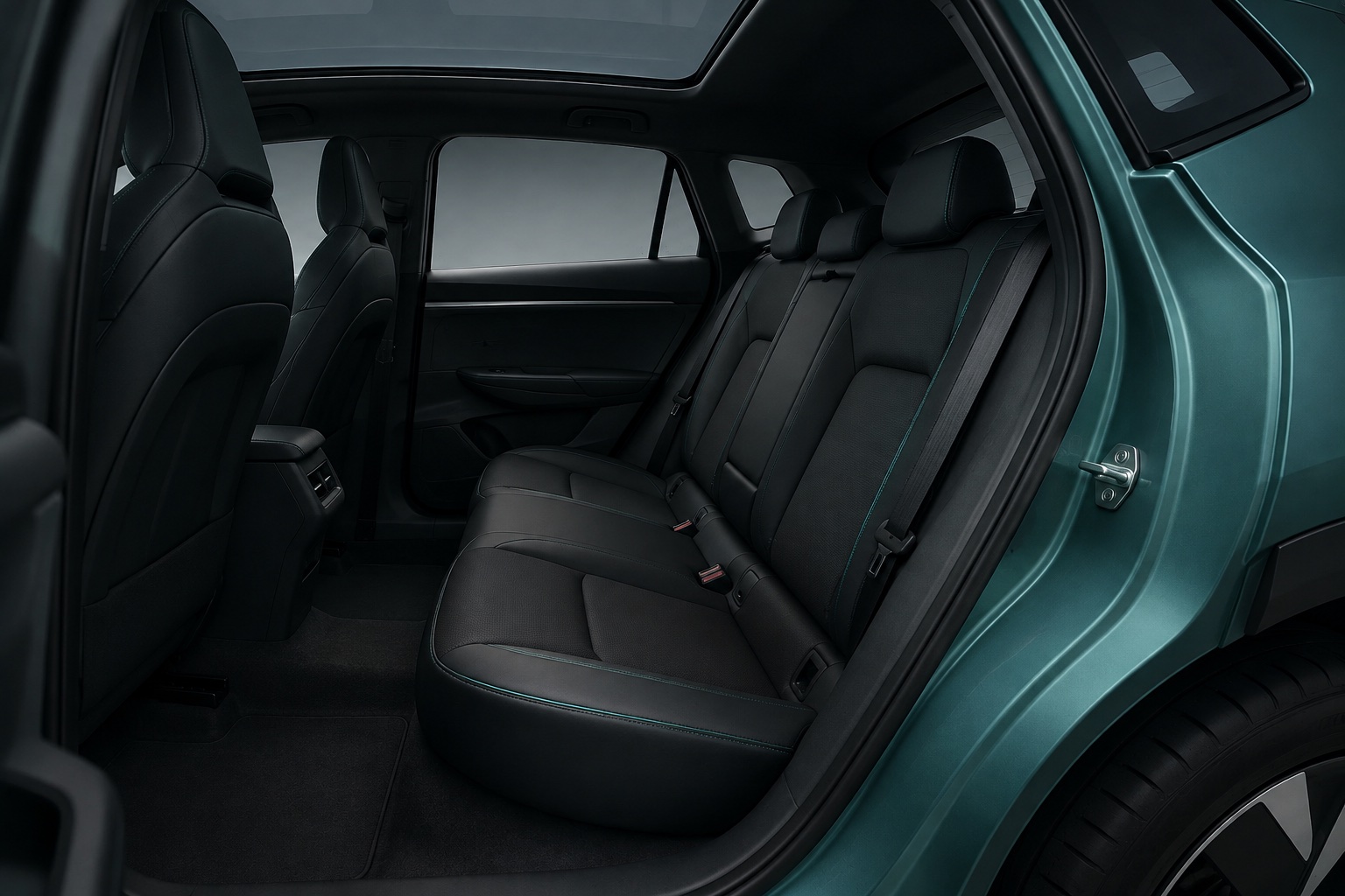 Fictional Vantiq Drift electric SUV rear passenger cabin