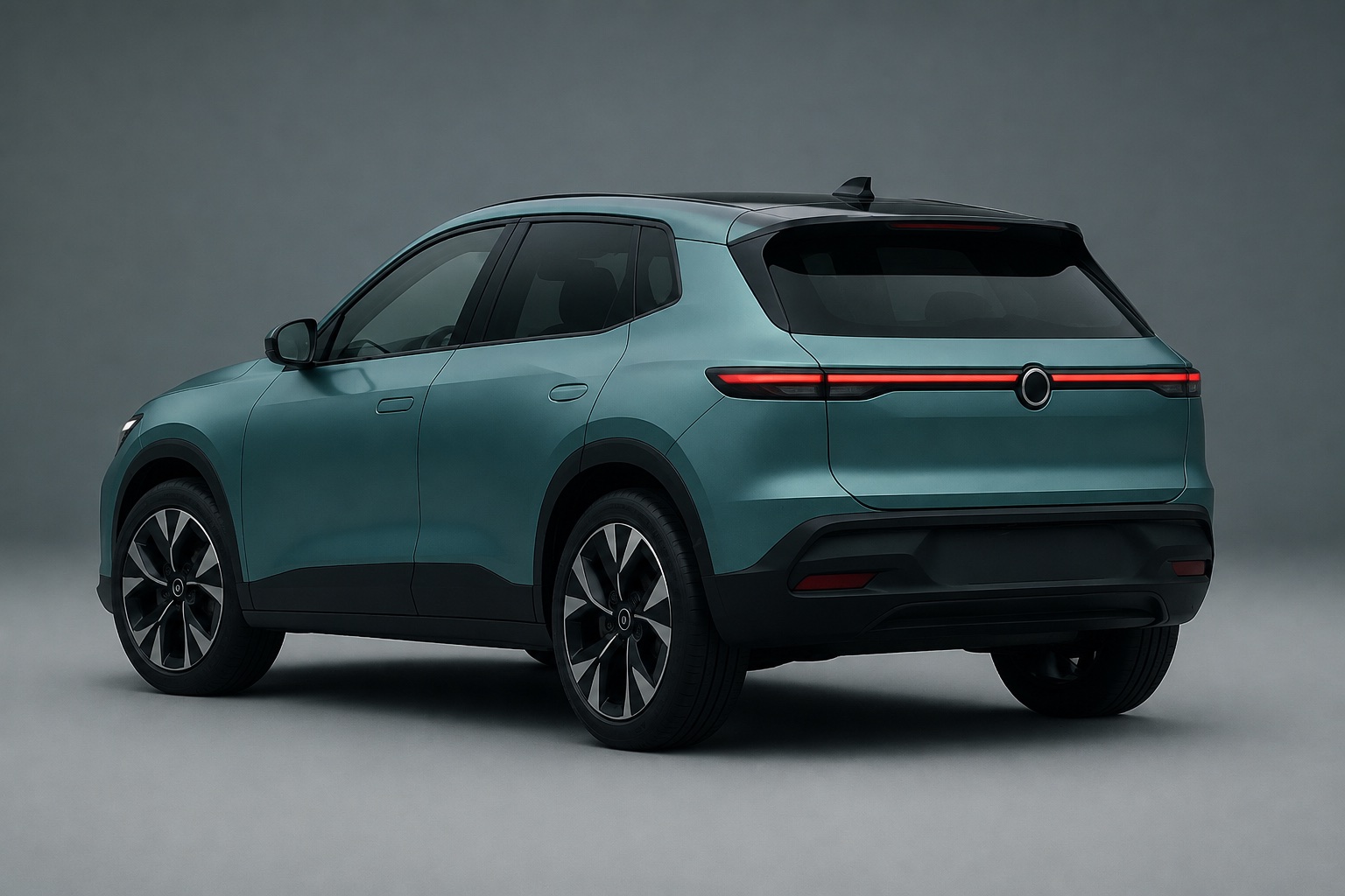 Fictional Vantiq Drift electric SUV from the rear three-quarter angle