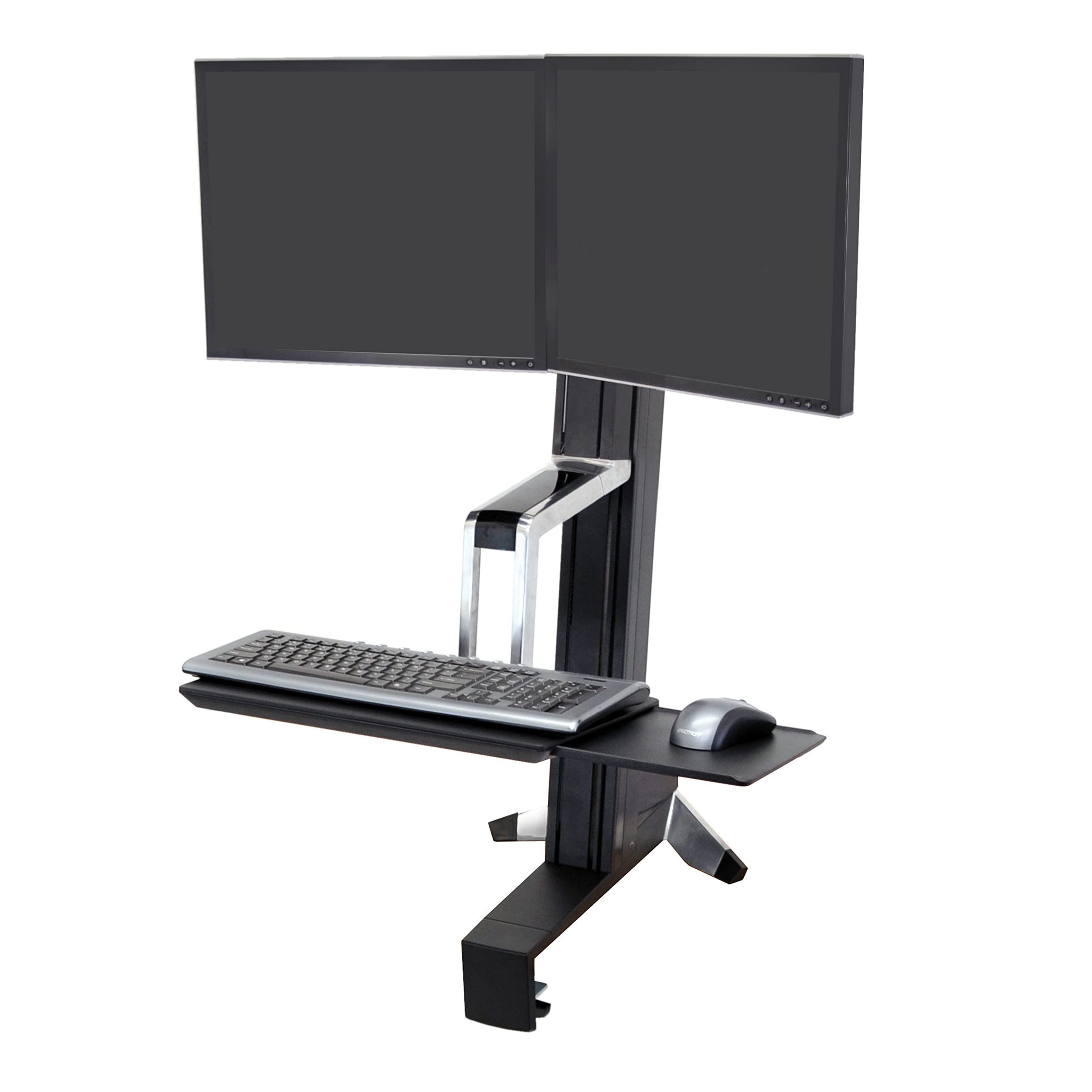 Ergotron – WorkFit-S Dual Monitor Standing Desk Converter, Sit Stand Workstation for Tabletops – No 