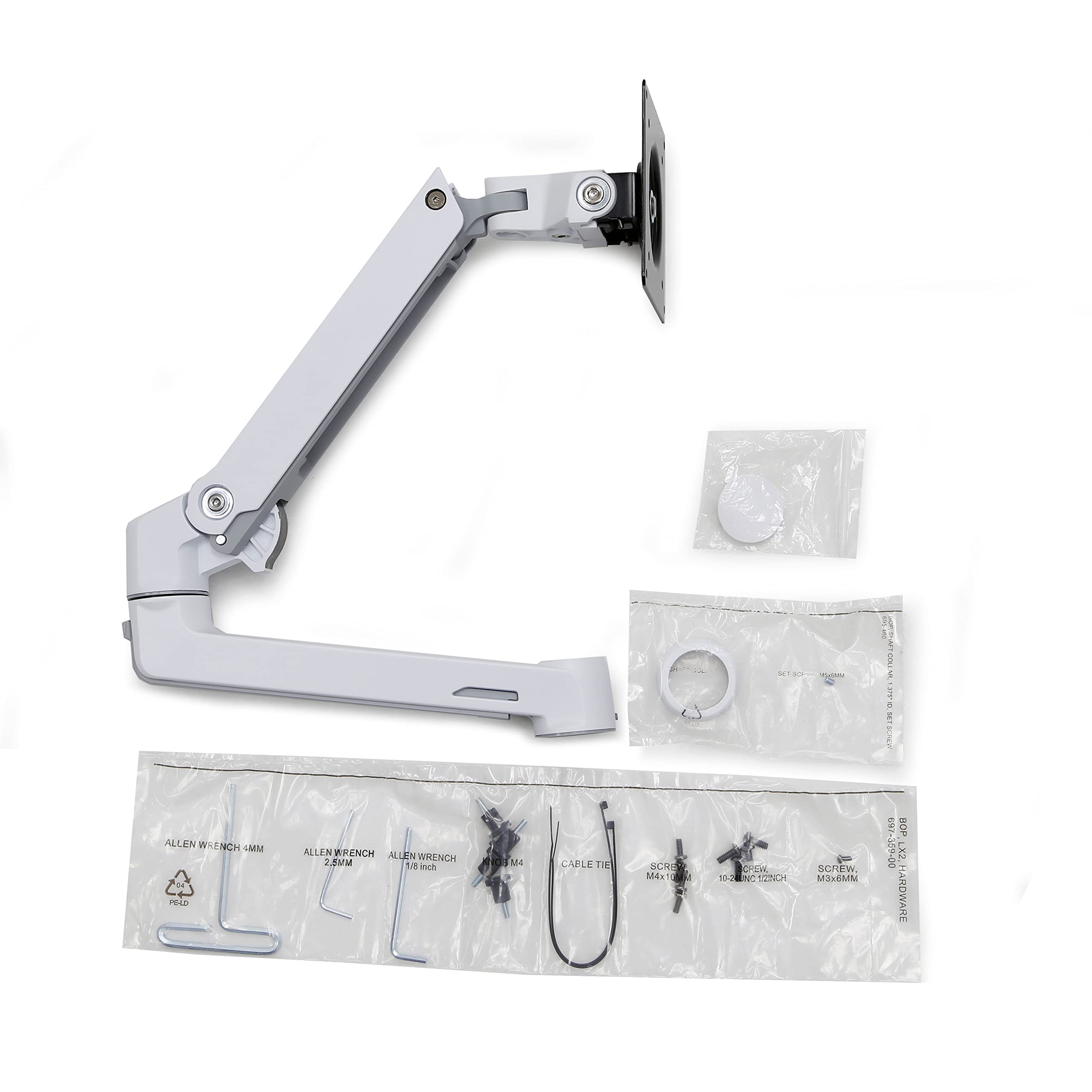 Ergotron  LX Monitor Arm, Extension, and Collar Kit  Add-on for LX Tall Pole Monitor Arms  White