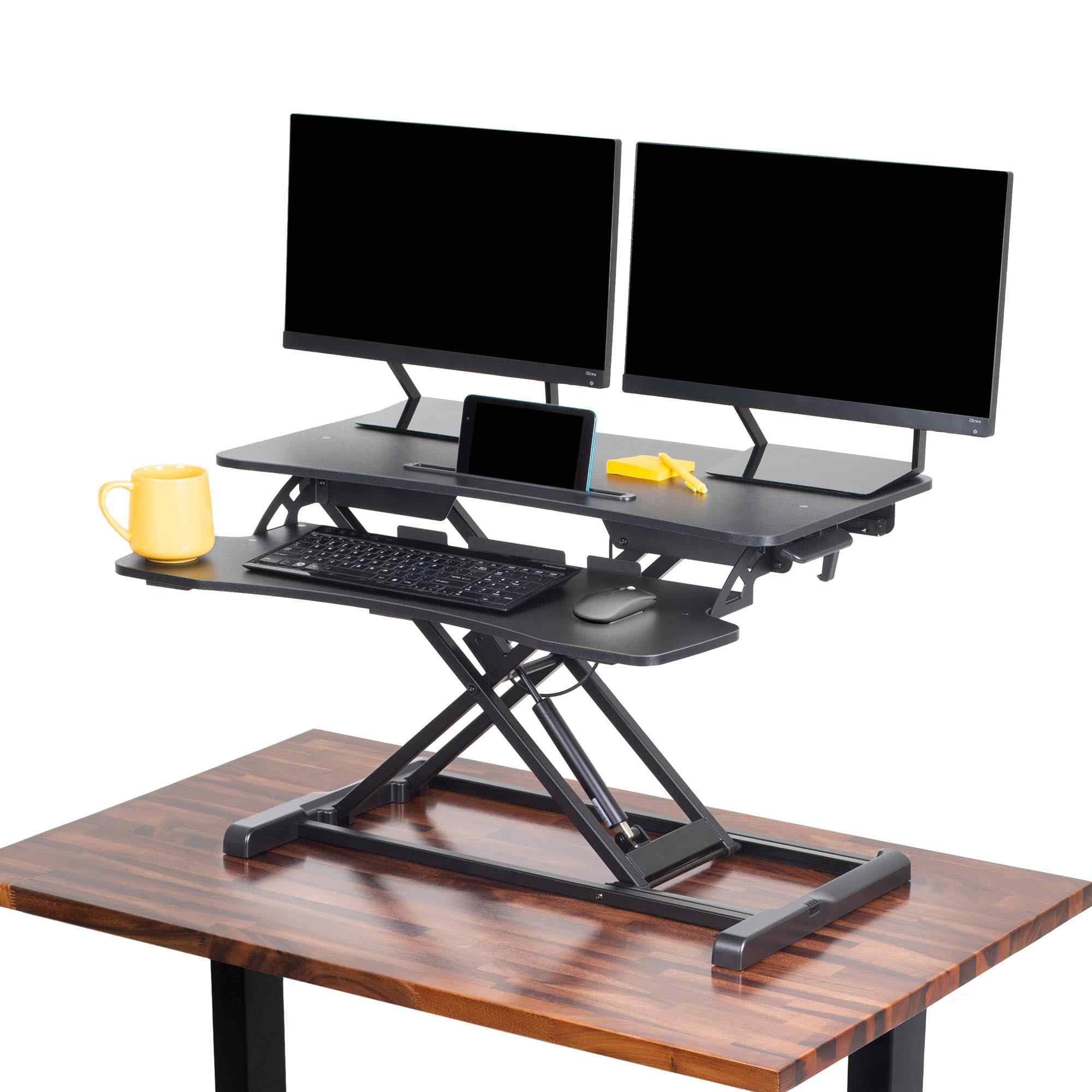 Flexpro Hero 32 Inch Standing Desk Converter, for Office and Home, Height Adjustable, 2 Level Sit to