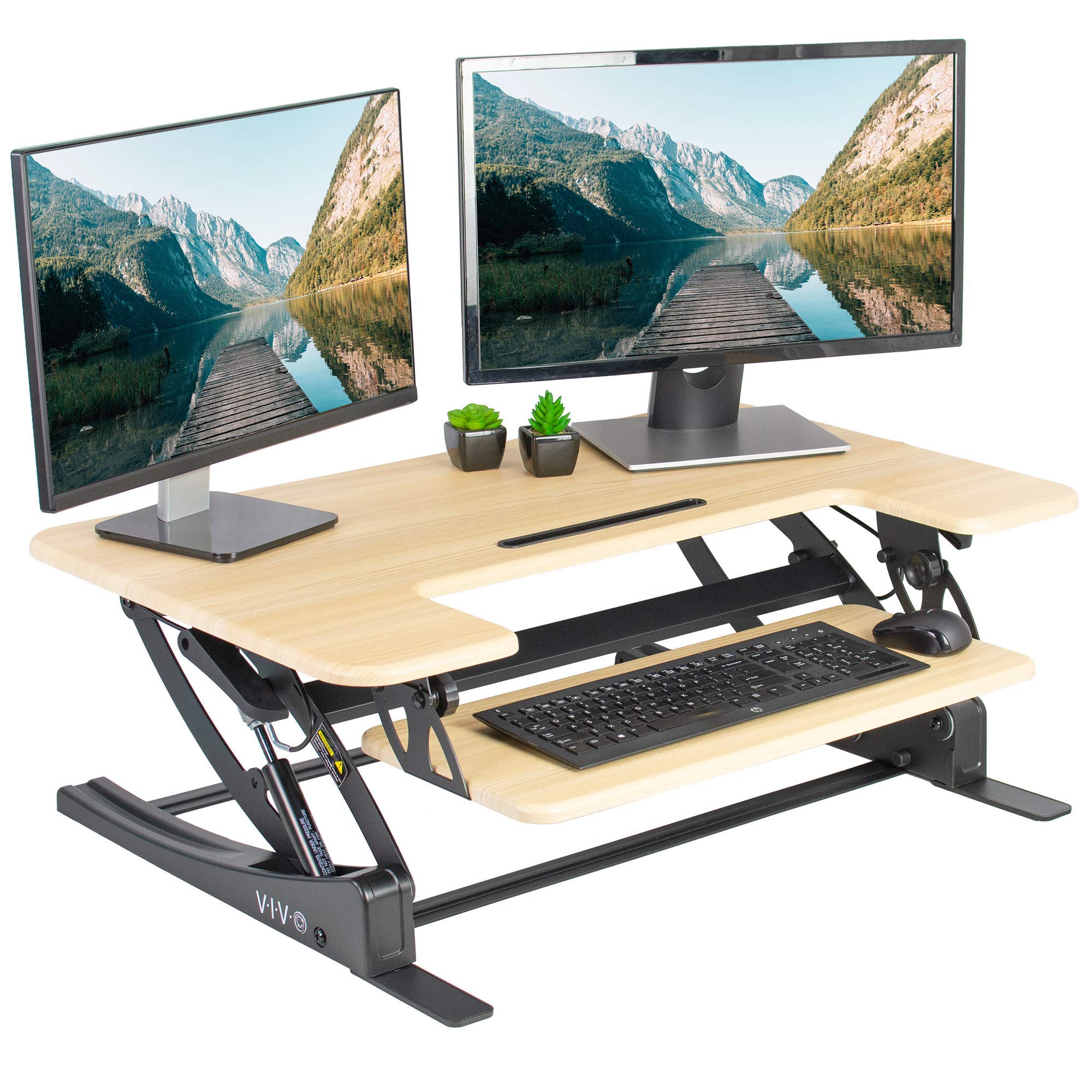 VIVO 36 inch Height Adjustable Stand Up Desk Converter, V Series, Quick Sit to Stand Tabletop Dual M