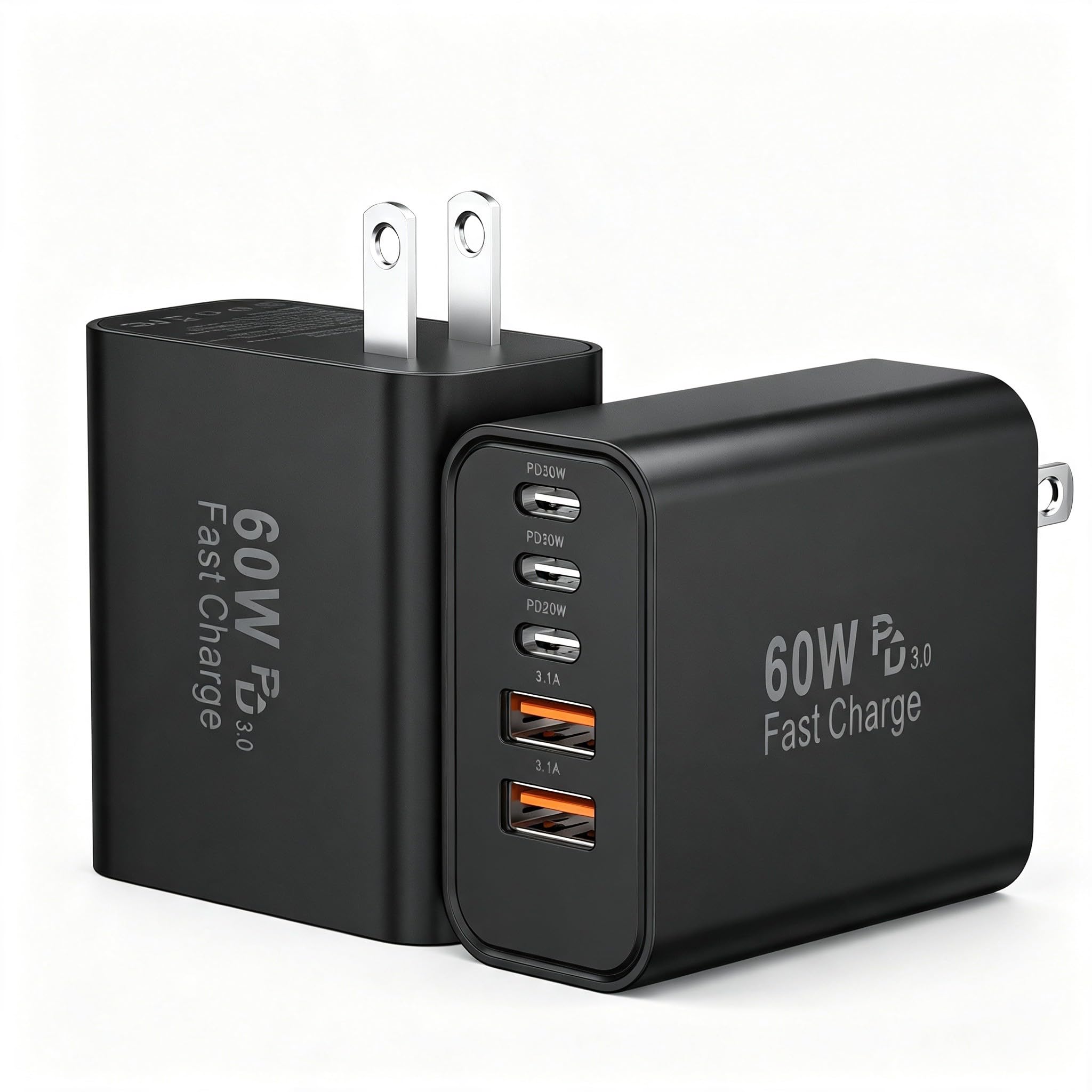 USB C Fast Charger Block, 60W 5-Port USB C Wall Charging Blocks, Type C Charger Fast Charging Brick,