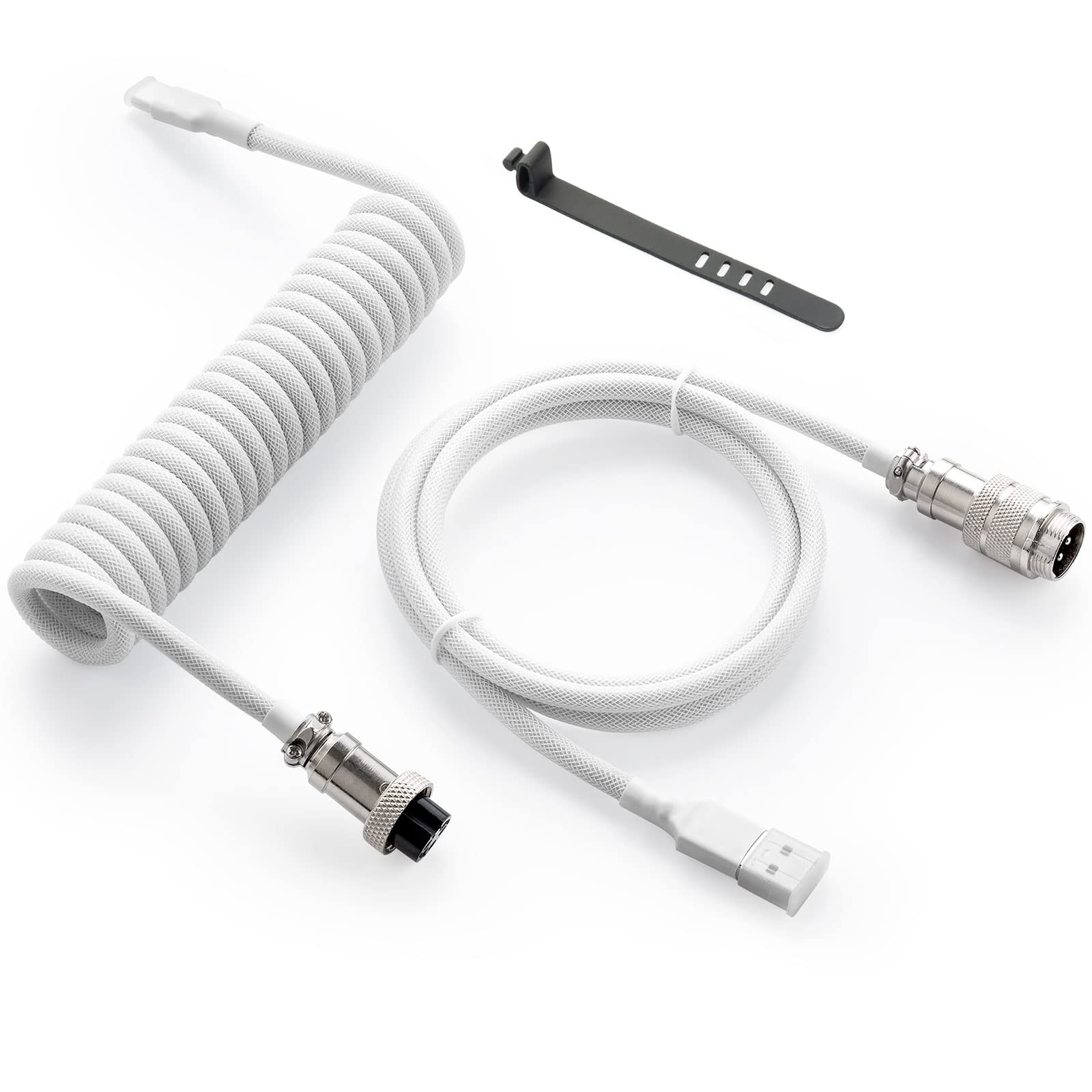 GUNMJO Pro Custom Coiled USB C Cable for Gaming Keyboard, Double-Sleeved Mechanical Keyboard Cable w
