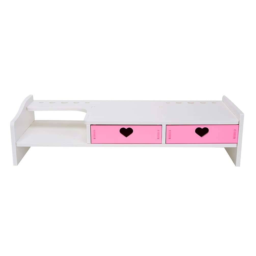 CONKAWACA Kawaii Desk Organizer Cute Desk Organizer with Drawers Monitor Riser Stand Monitor Riser C