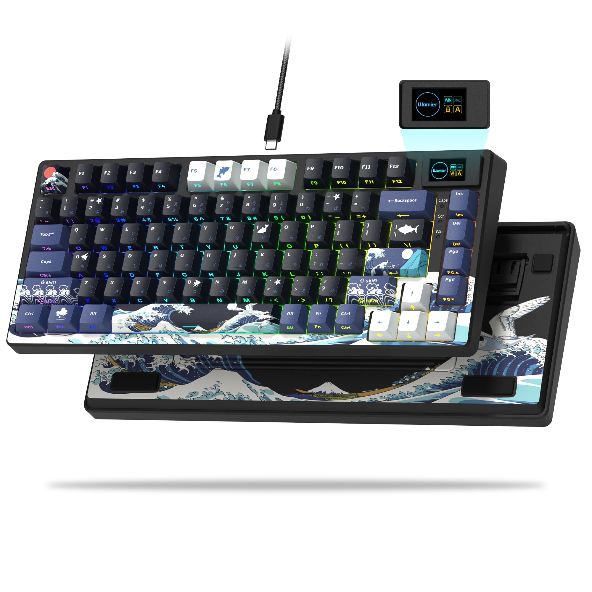 Womier SK80 75% Keyboard with Color Multimedia Display Gaming Keyboard