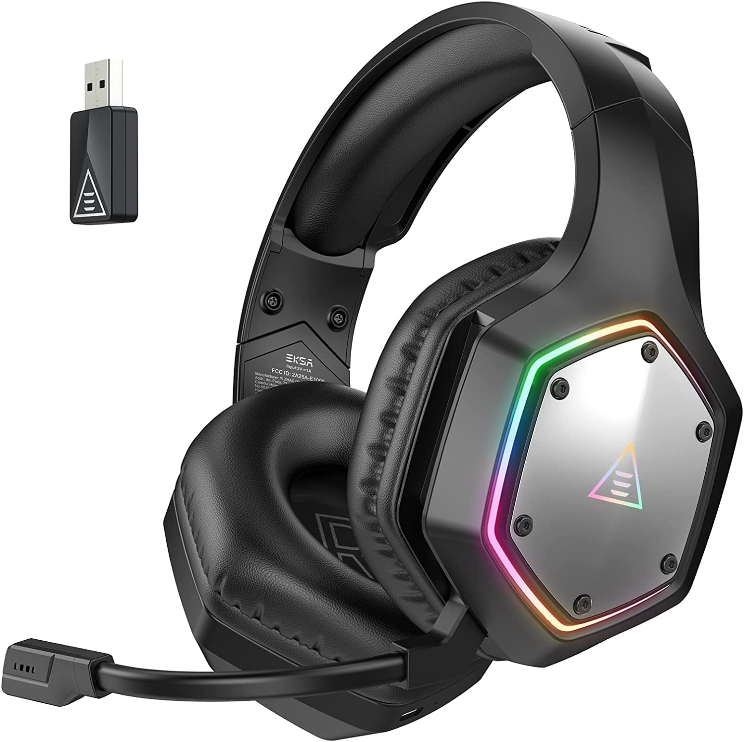 EKSA Wireless Gaming Headset, 2.4GHz USB Gaming Headphones with Microphone for PC, PS5, PS4, Nintend