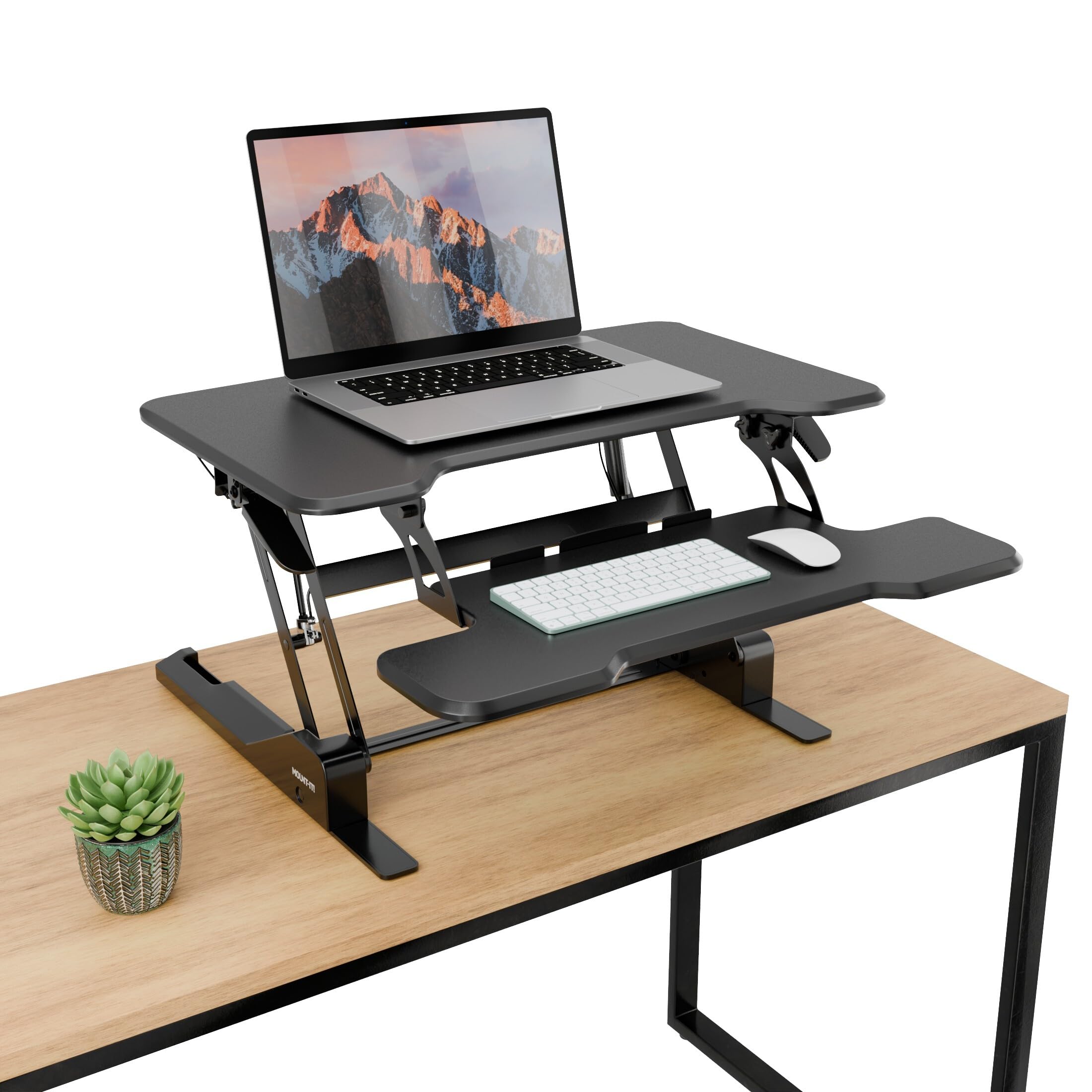 Mount-It! Height Adjustable Standing Desk Converter, Compact 30” Wide Tabletop Standing Desk Riser w