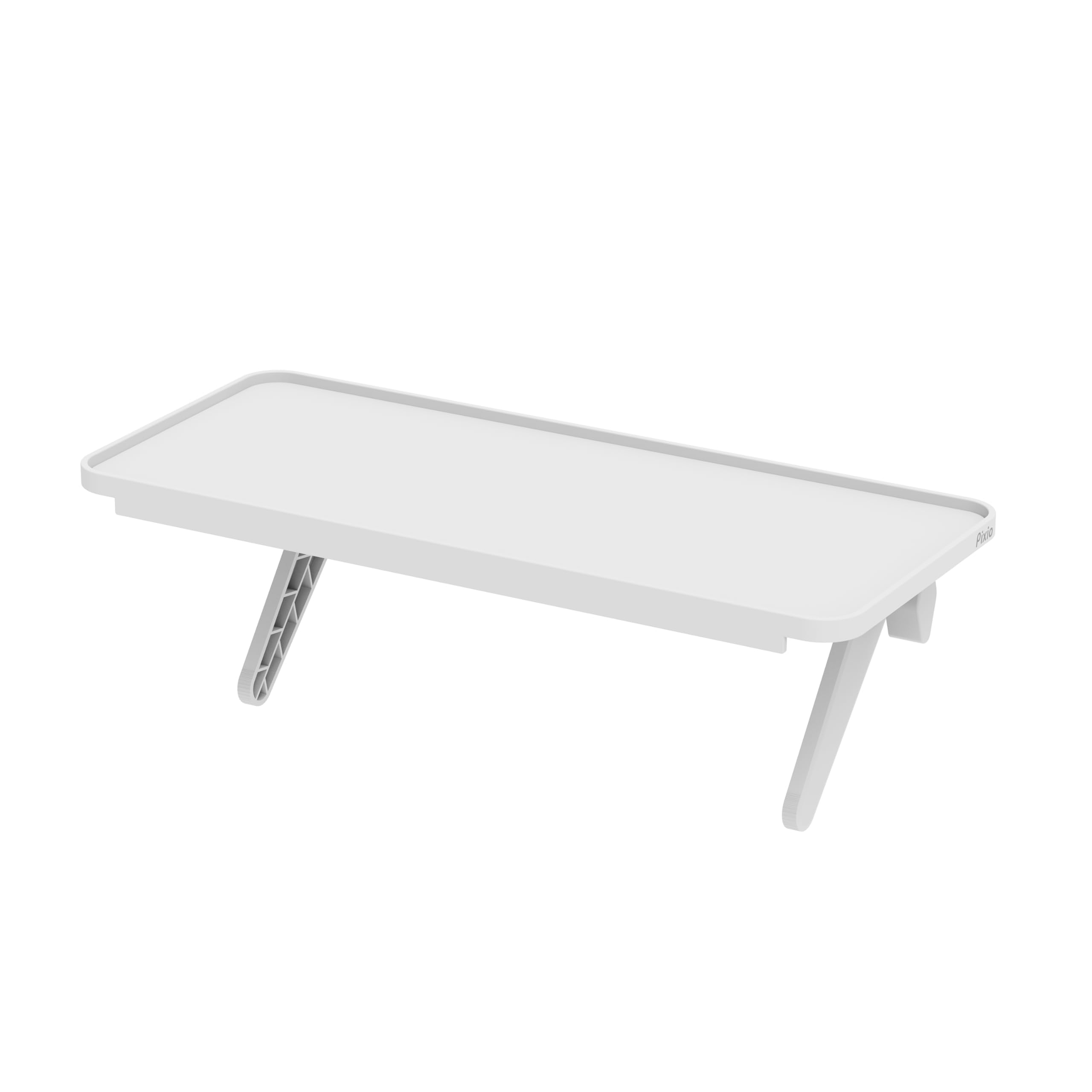 Pixio 12 inch White Monitor Storage Top Shelf - Adjustable Platform, Universal Fit, Holds Up to 13lb