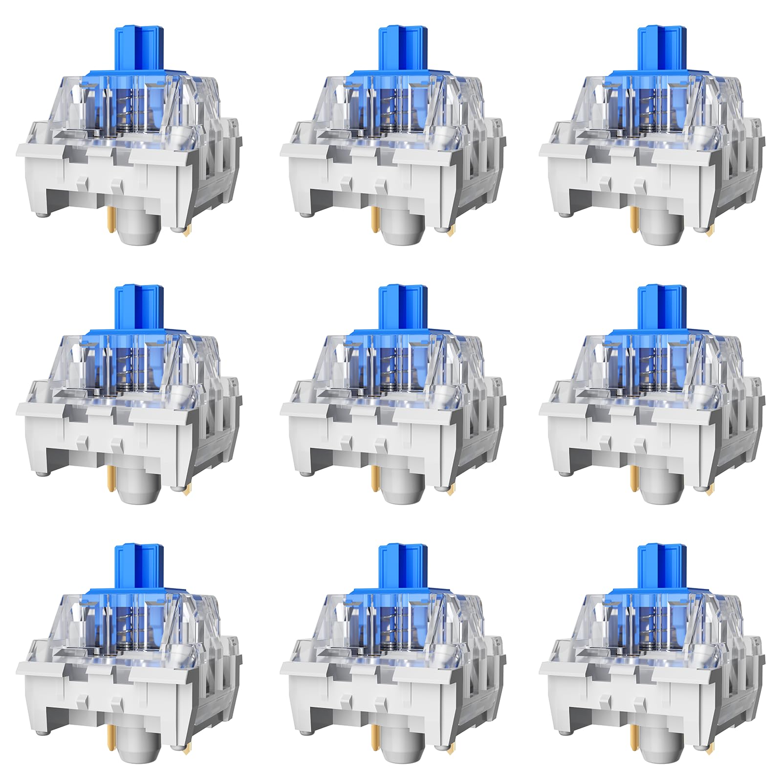 Zhouwang 90PCS Blue Switches,3 Pin Replacement Dustproof Mechanical Keyboards Switches, Suitable cli