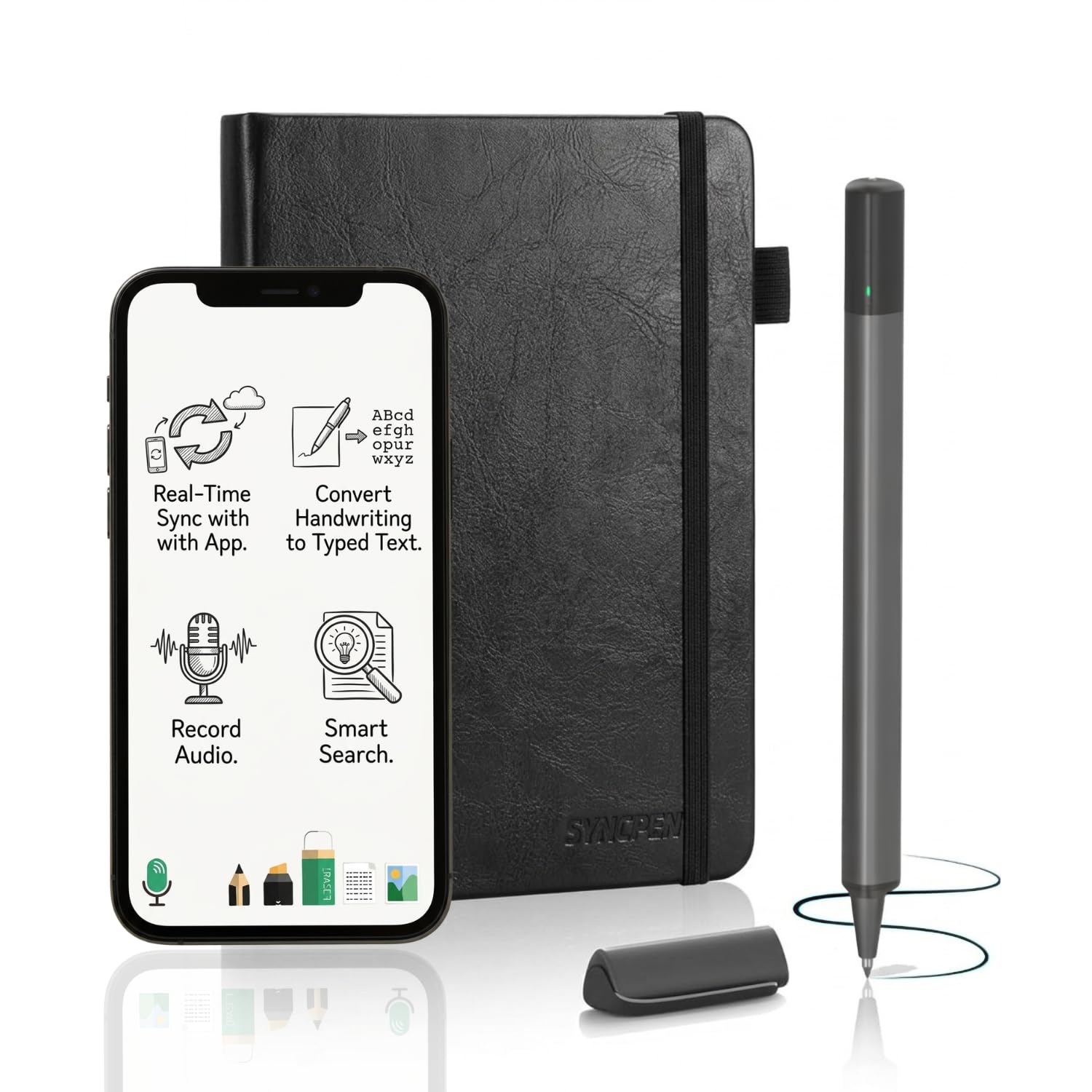 SyncPen Digital Notebook Smart Pen Set | Real Time Sync from Paper to App, Bluetooth Pen with OCR an