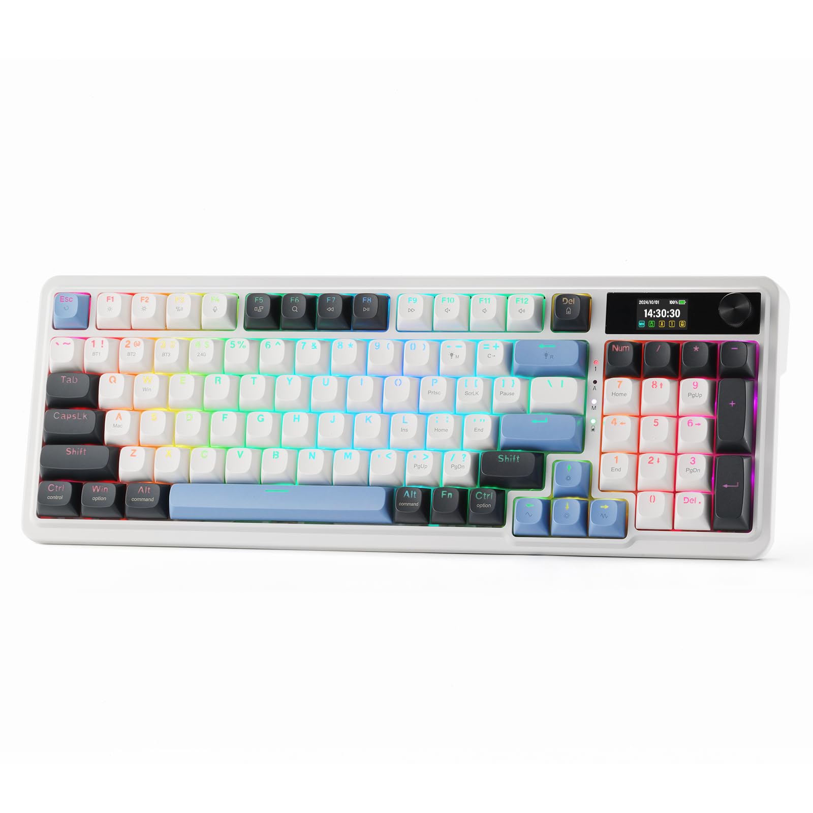 Redragon K719 PRO Wireless 95-Key Gasket Gaming Keyboard, TFT Screen & Knob
