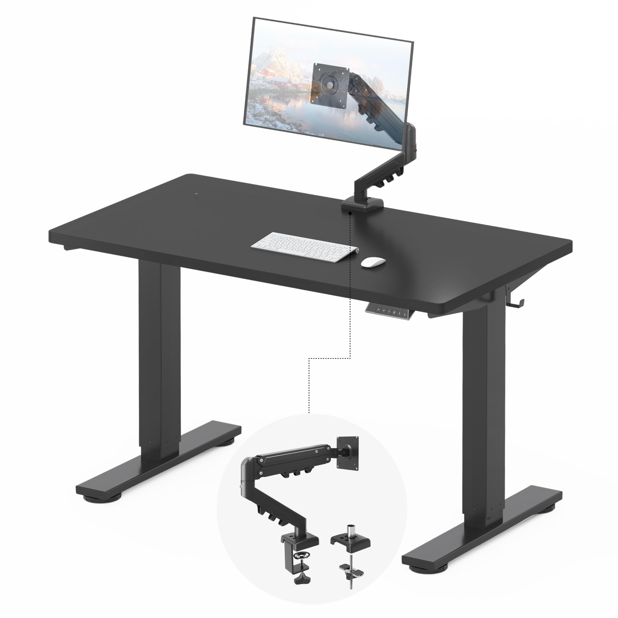 FLEXISPOT EN2 48"x24" Standing Desk Bundle with Monitor Mount, Black