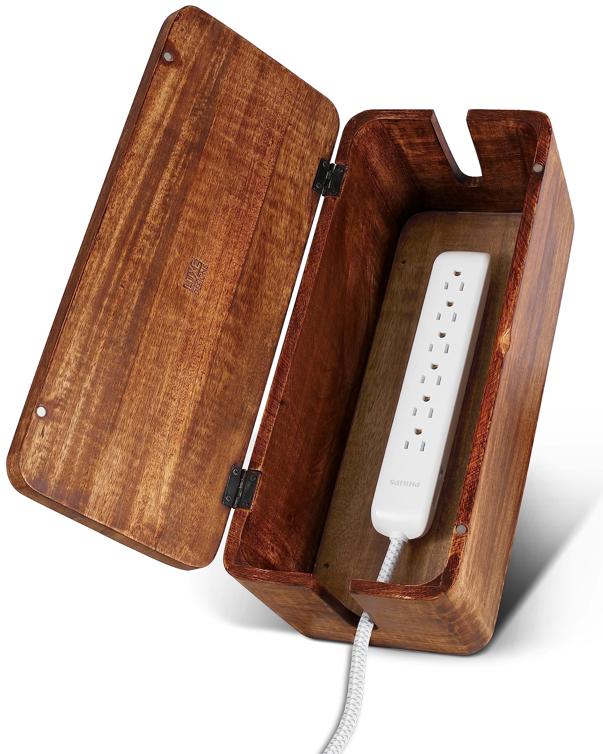 Large Cable Management Box, Wood Wire Organizer & Power Strip Cord Hider