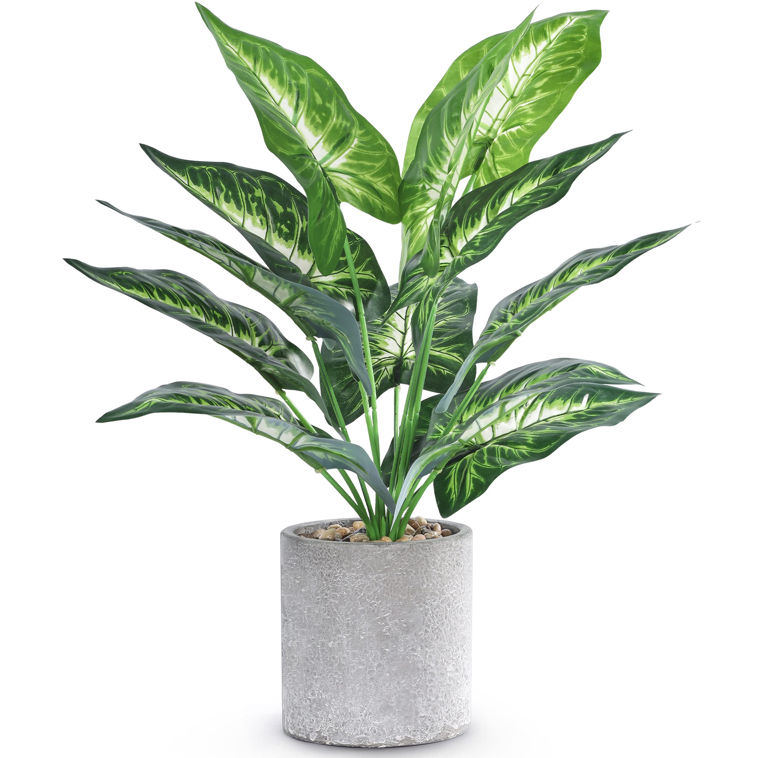 WUKOKU 16" Small Fake Plants Sage Green for Office Shelf Decor