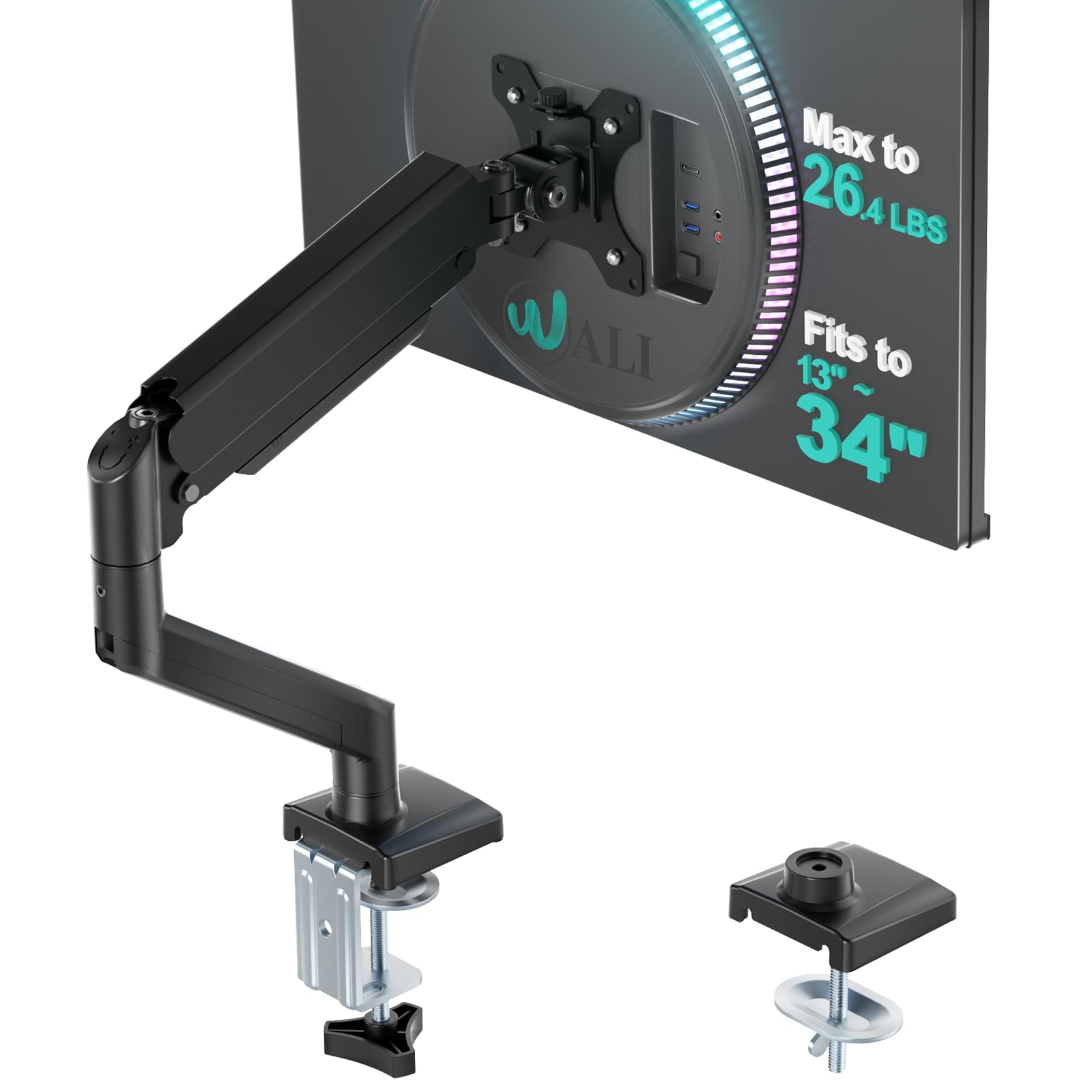 WALI Adjustable Single Monitor Arm for 13-34 inch Screens, up to 26.4 lbs