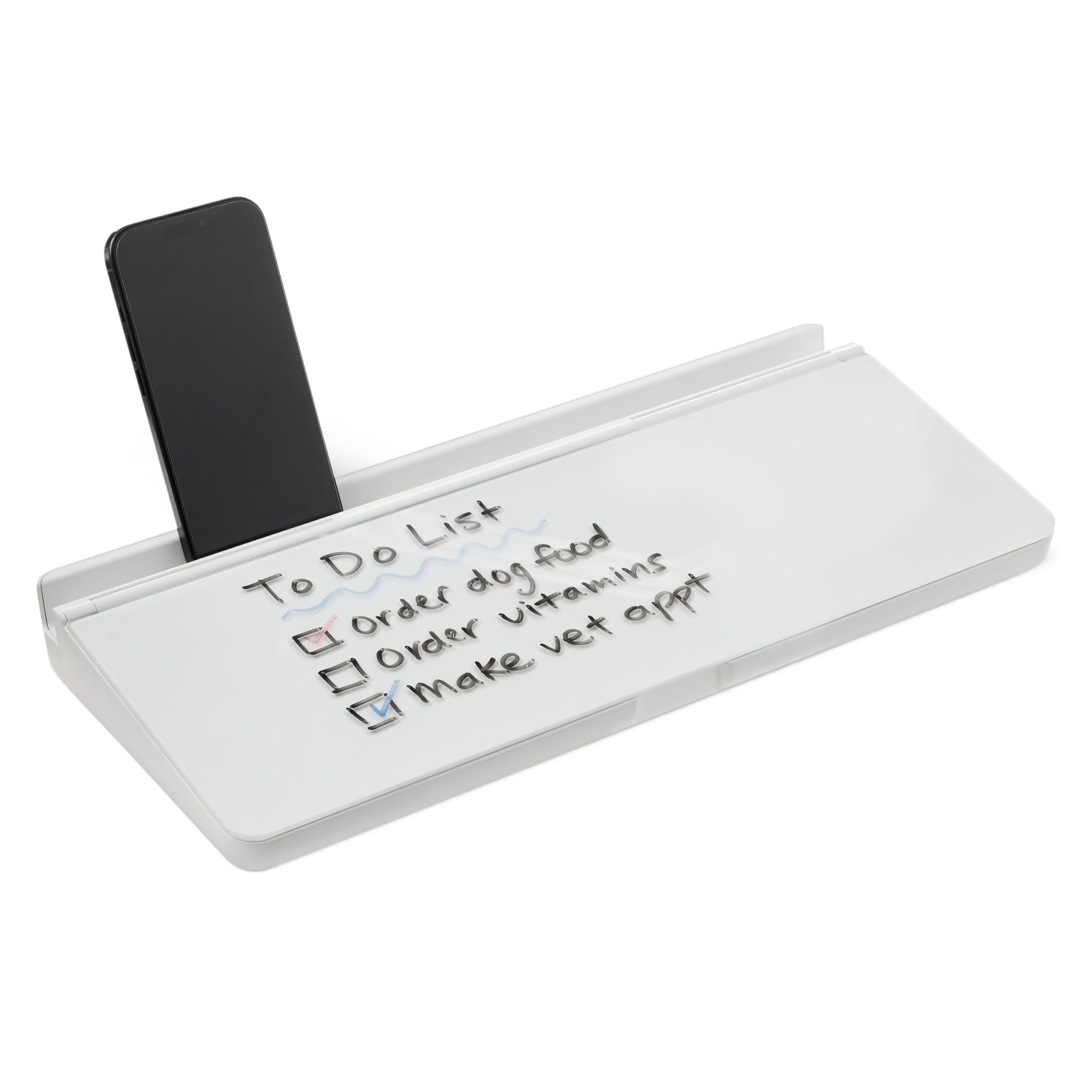 Amazon Basics Desktop Dry Erase Whiteboard with Organizer and Accessories, Tempered Glass, 15.7 x 5.4 inches, White
