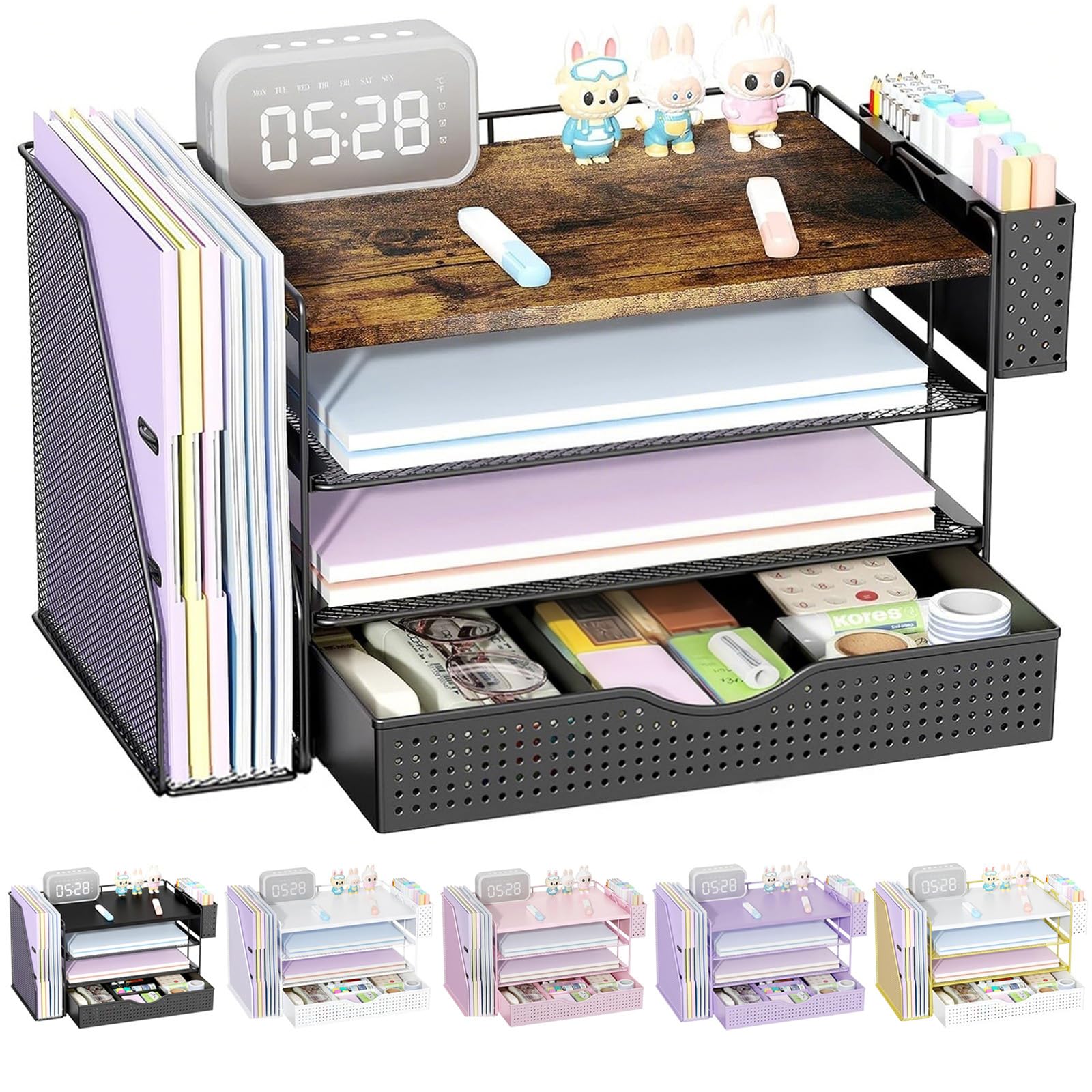 Wood Desk Organizers and Accessories with File Sorters & Catalog Racks