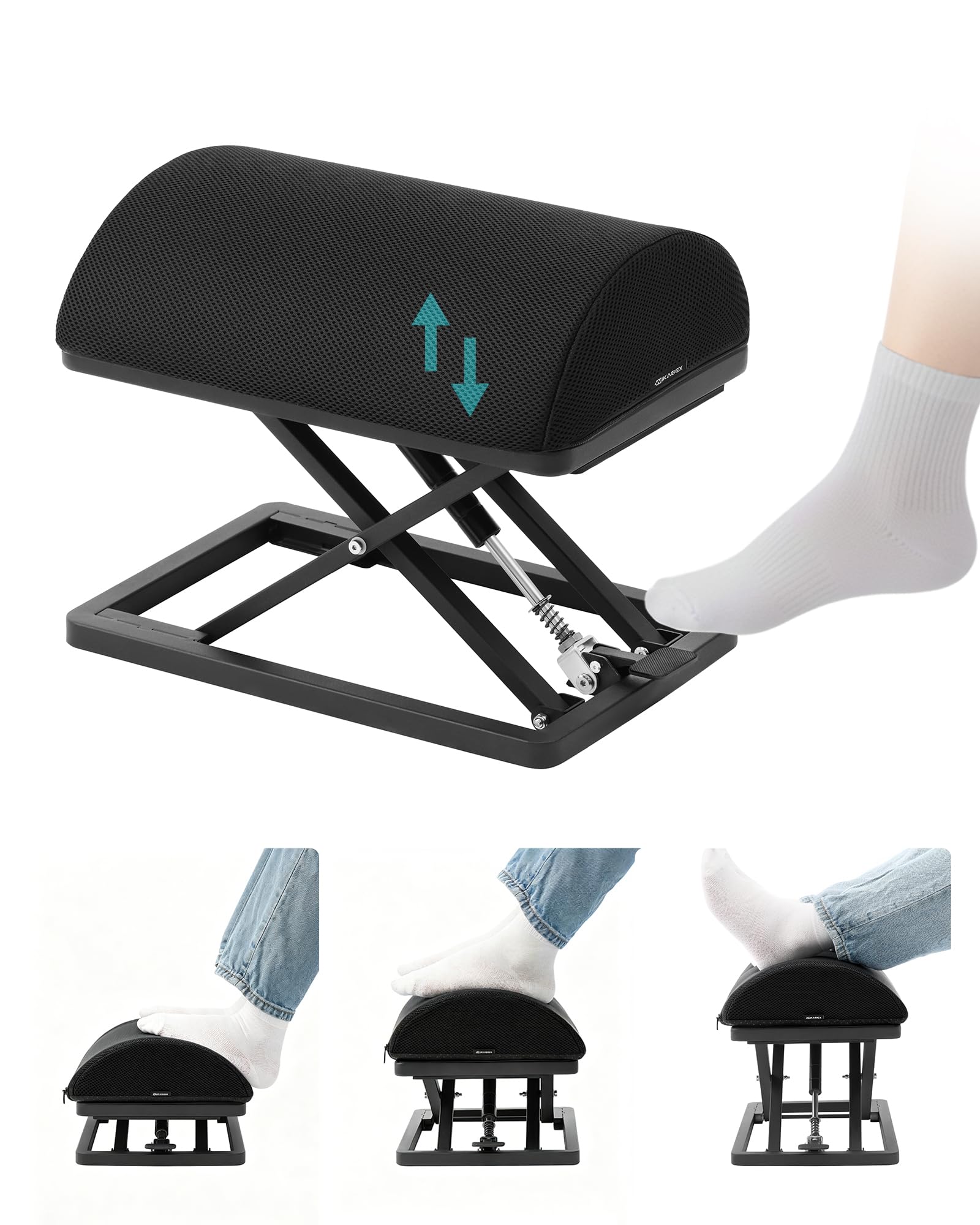 Wikabex Step-to-Adjust Foot Rest—Truly Infinite Height, No Bending Needed