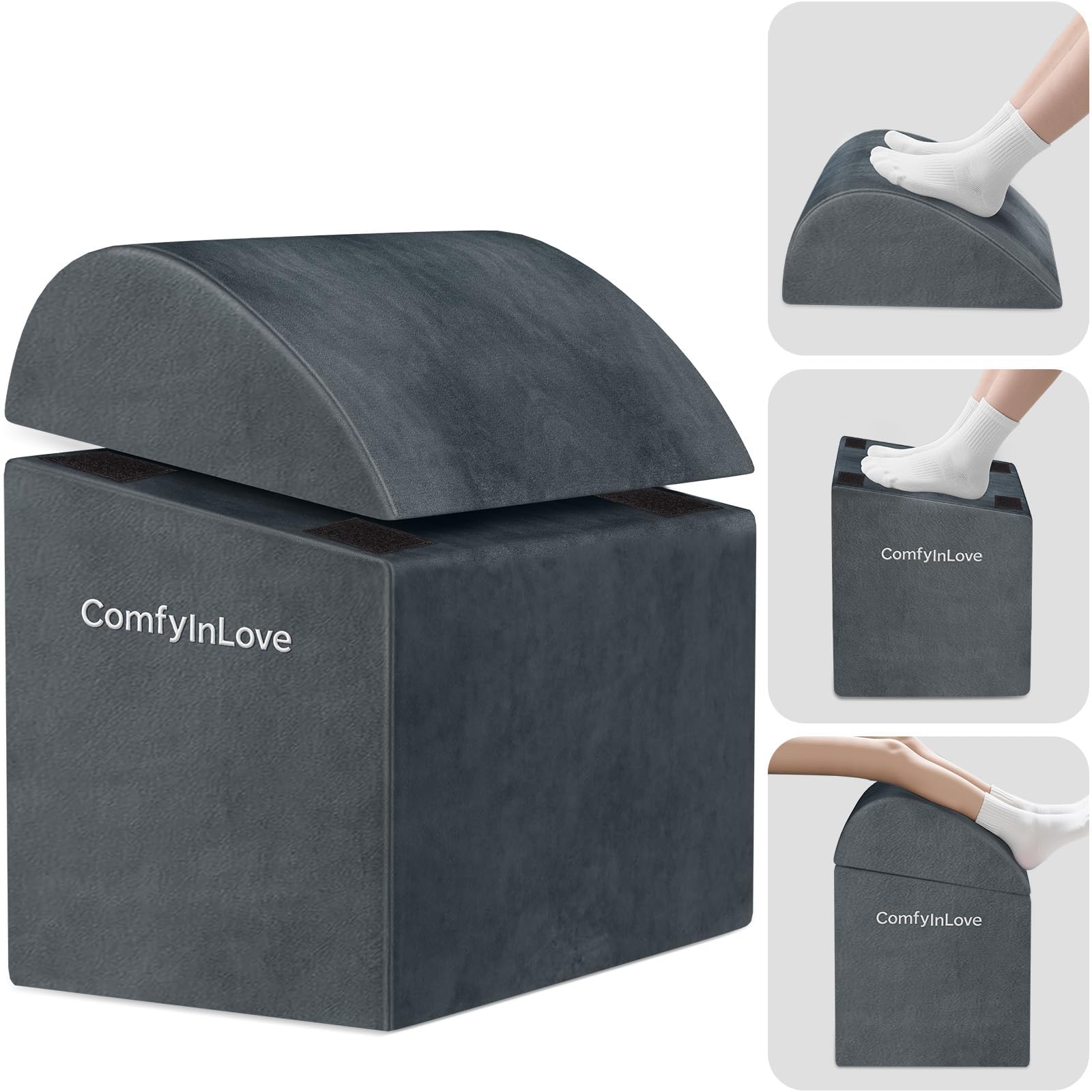 ComfyInLove Foot Rest for Under Desk with 3 Heights, Foot Stool, Dark Grey