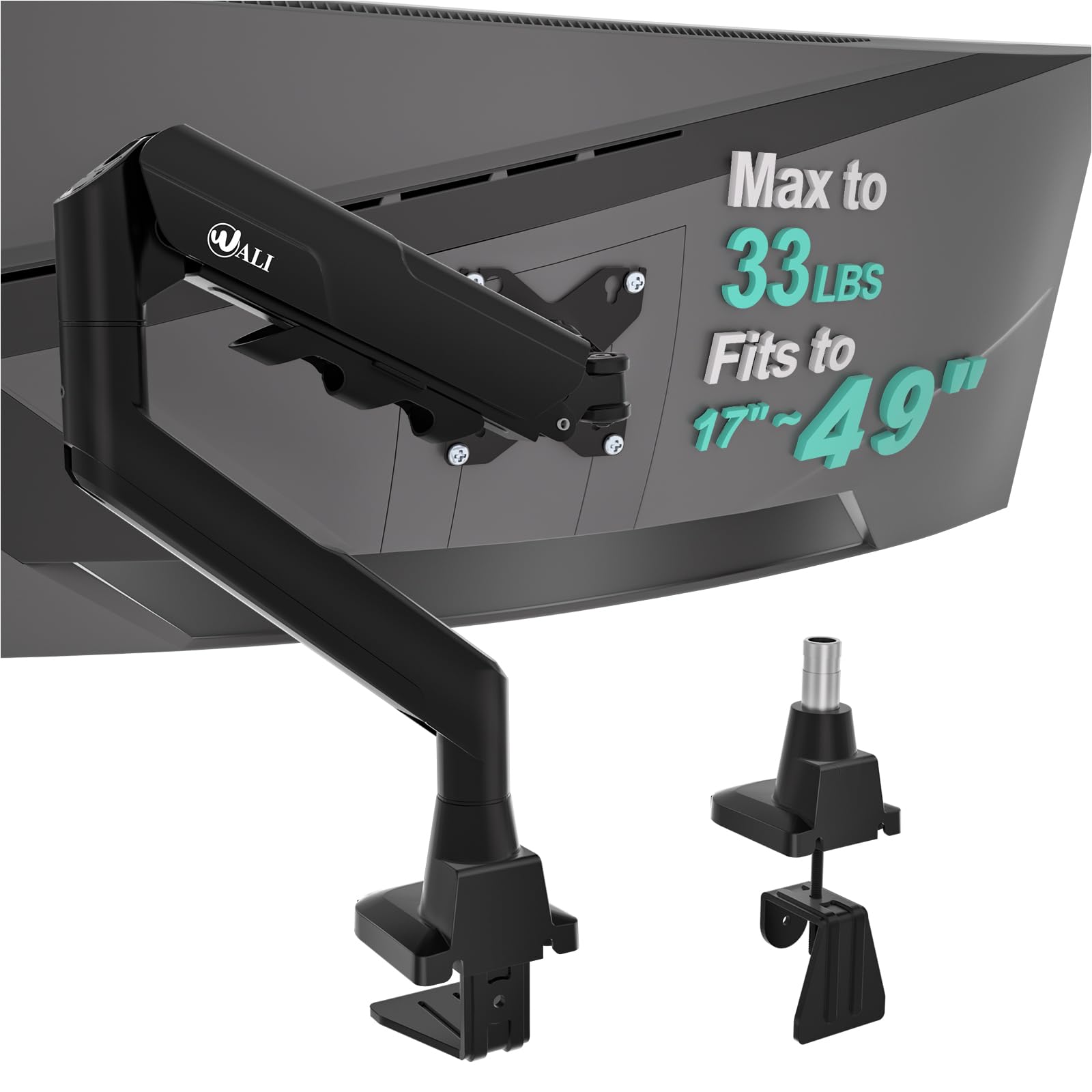 WALI Ultrawide Single Monitor Arm for 17-49 inch Curved Screen, up to 33lbs