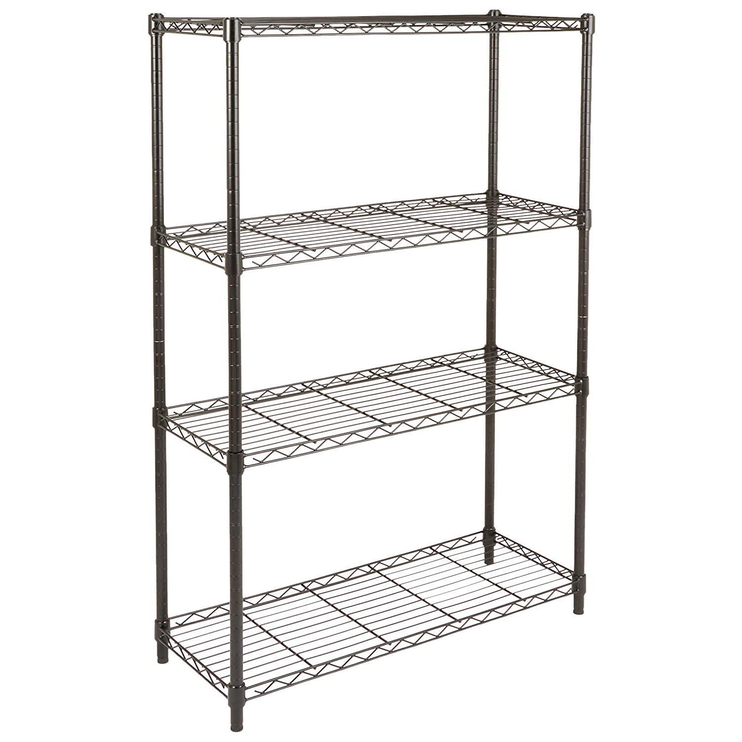 Amazon Basics 4-Shelf Adjustable Heavy Duty Steel Wire Rack Storage Shelving, Sturdy Garage Shelving, 350 lbs Capacity Per Shelf, Easy No-Tool Assembly, 36" x 14" x 54", Black
