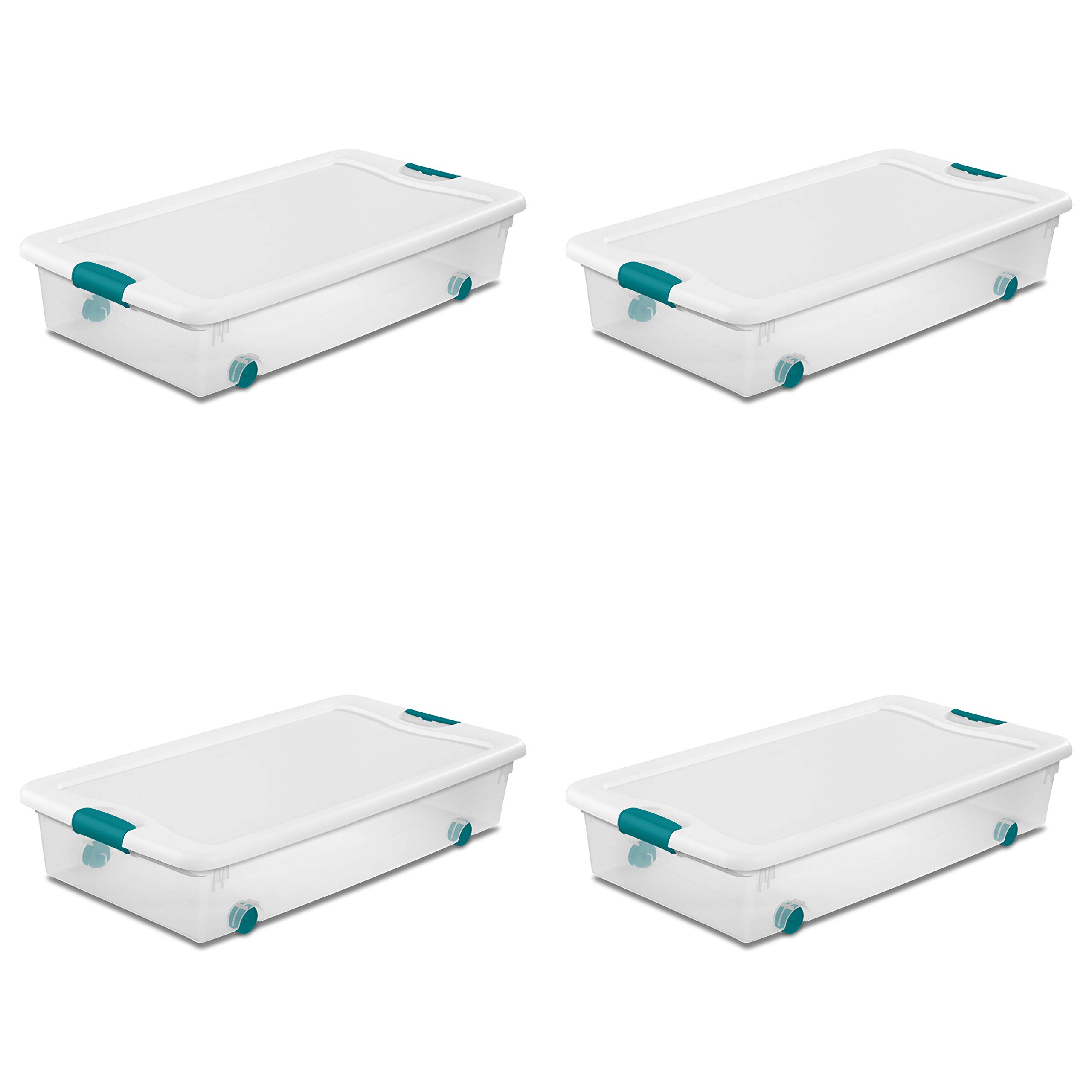 Sterilite Wheeled Latching Box w/ Lids for Home & Office, 56 Quart, 4-Pack