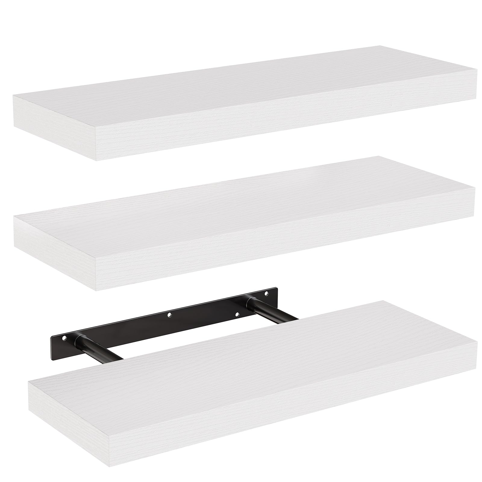 Amada 15.7" Floating Shelves for Wall Decor & Storage, Set of 3, White