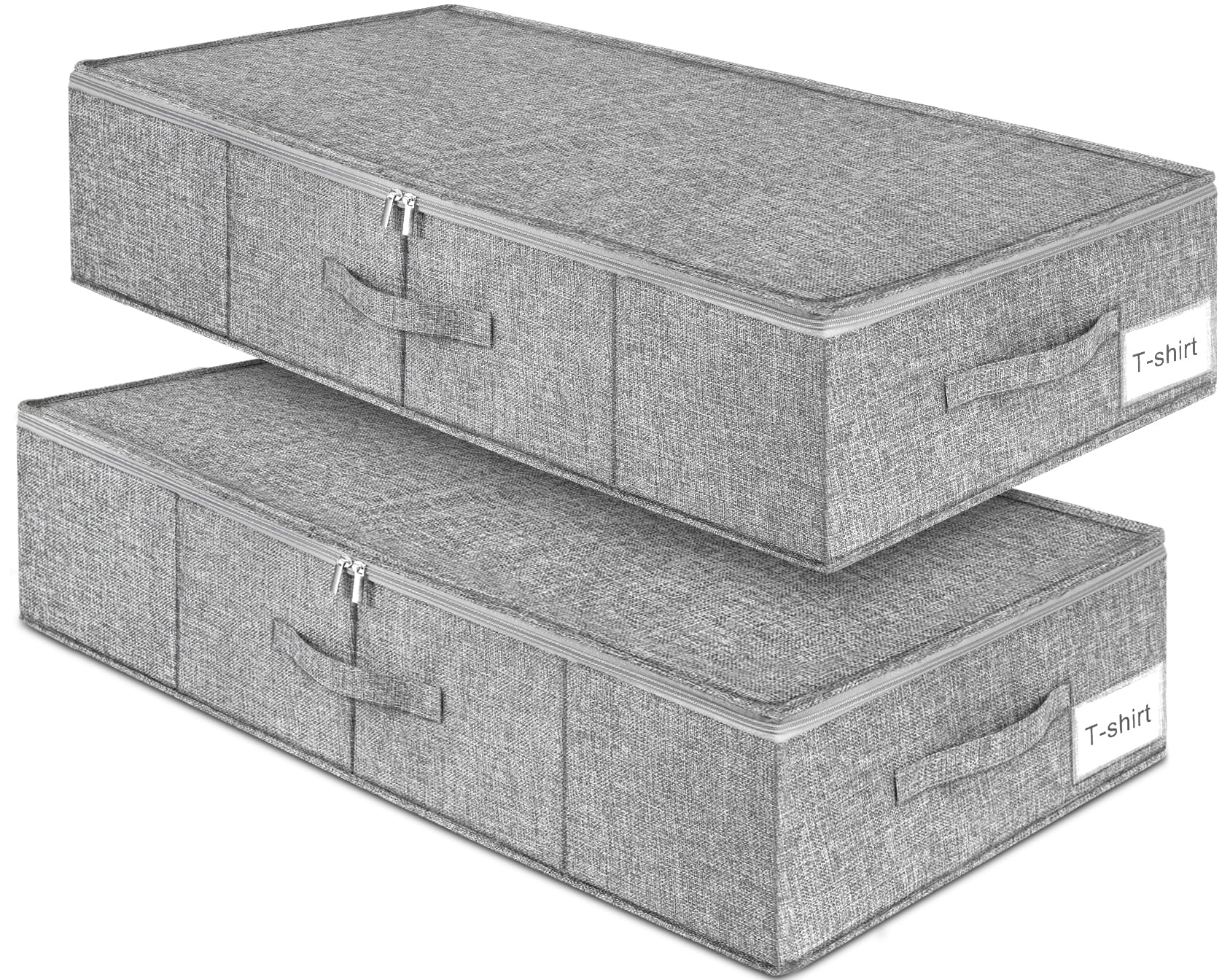 punemi 6.7 in Tall Sturdy Under Bed Storage Containers with Lid, 2Pack,Gray