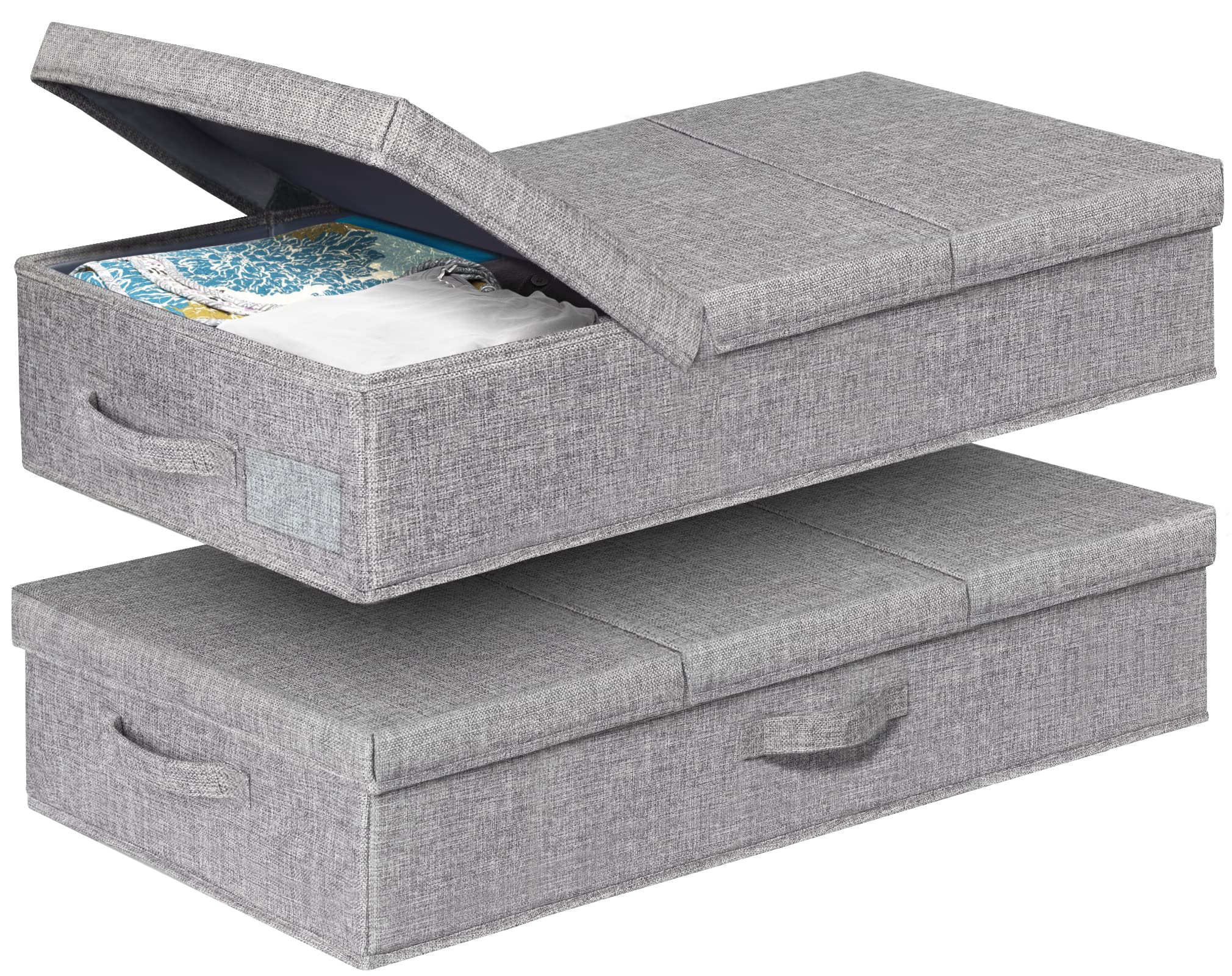punemi 6 in Tall Under Bed Storage Containers with Lids, 2 Pack, Grey
