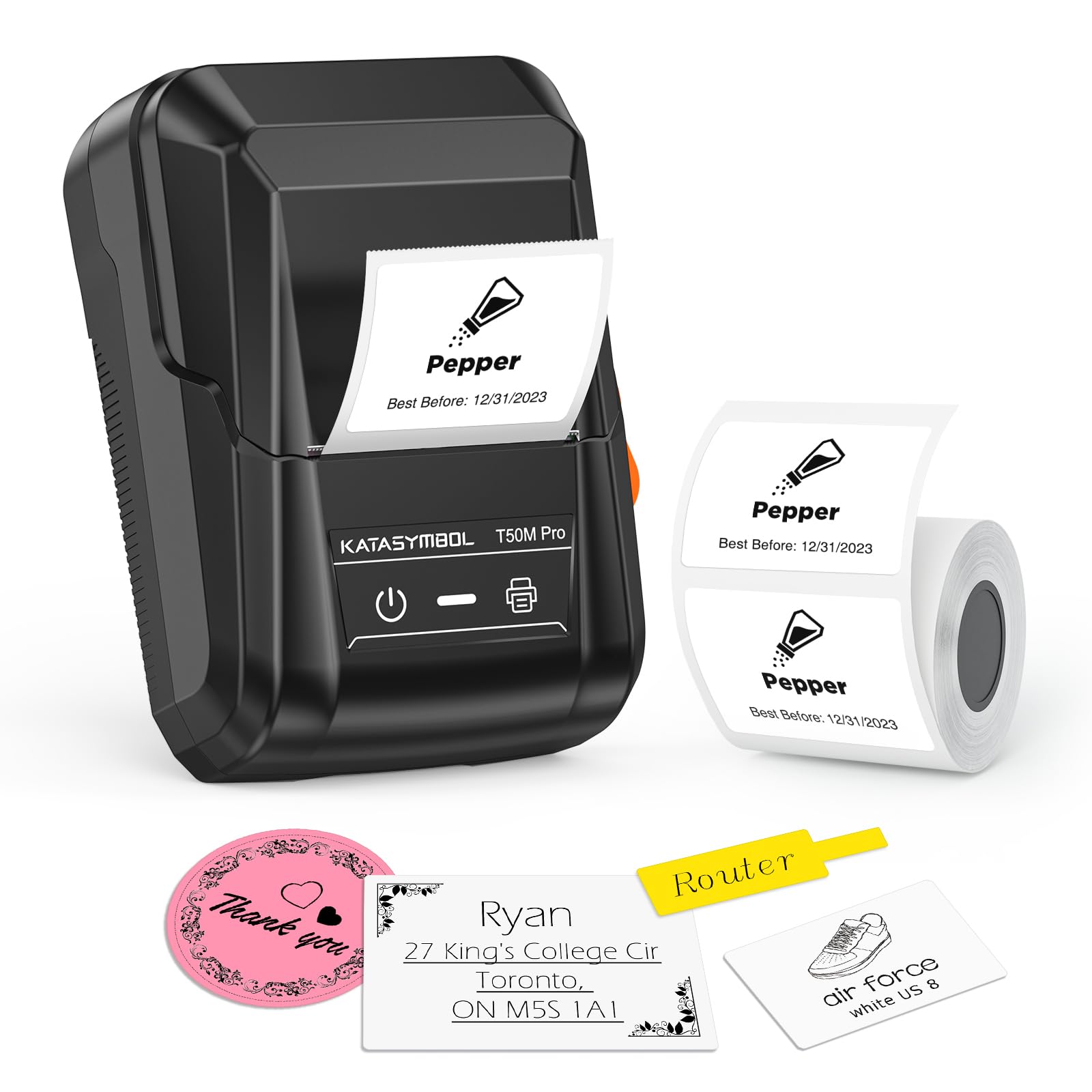 SUPVAN T50M Pro Bluetooth Label Maker Machine with Tape, Black