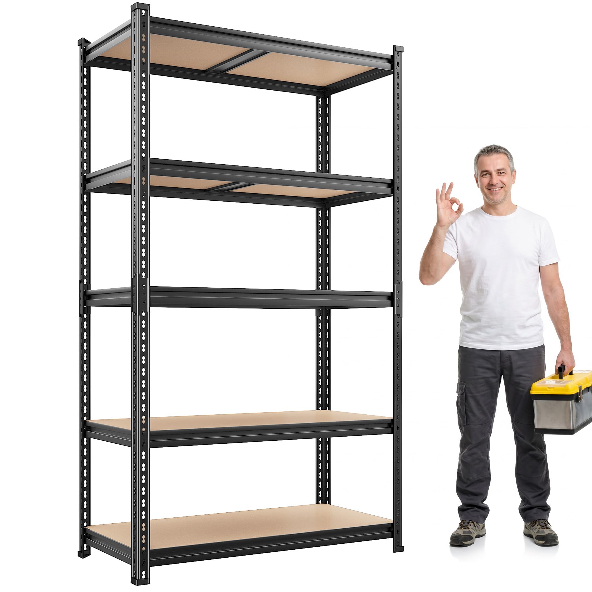 REIBII 2400LBS Garage Shelving,36" Wx16" Dx72" H Shelves for Basement