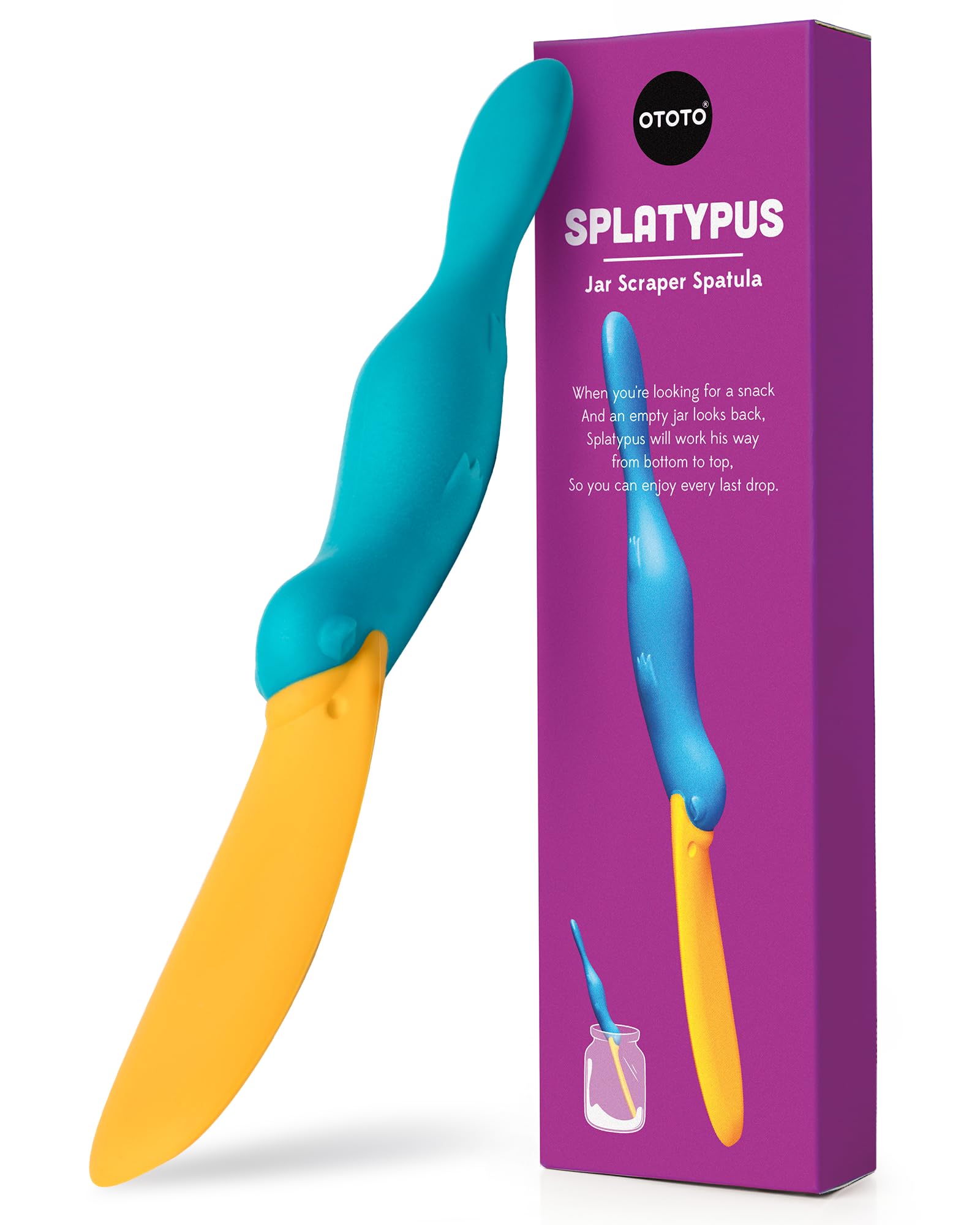 OTOTO Splatypus Jar Spatula for Scooping and Scraping - Unique Fun Cooking Kitchen Gadgets for Foodies - BPA-free & 100% Food Safe - Crepe Spreader
