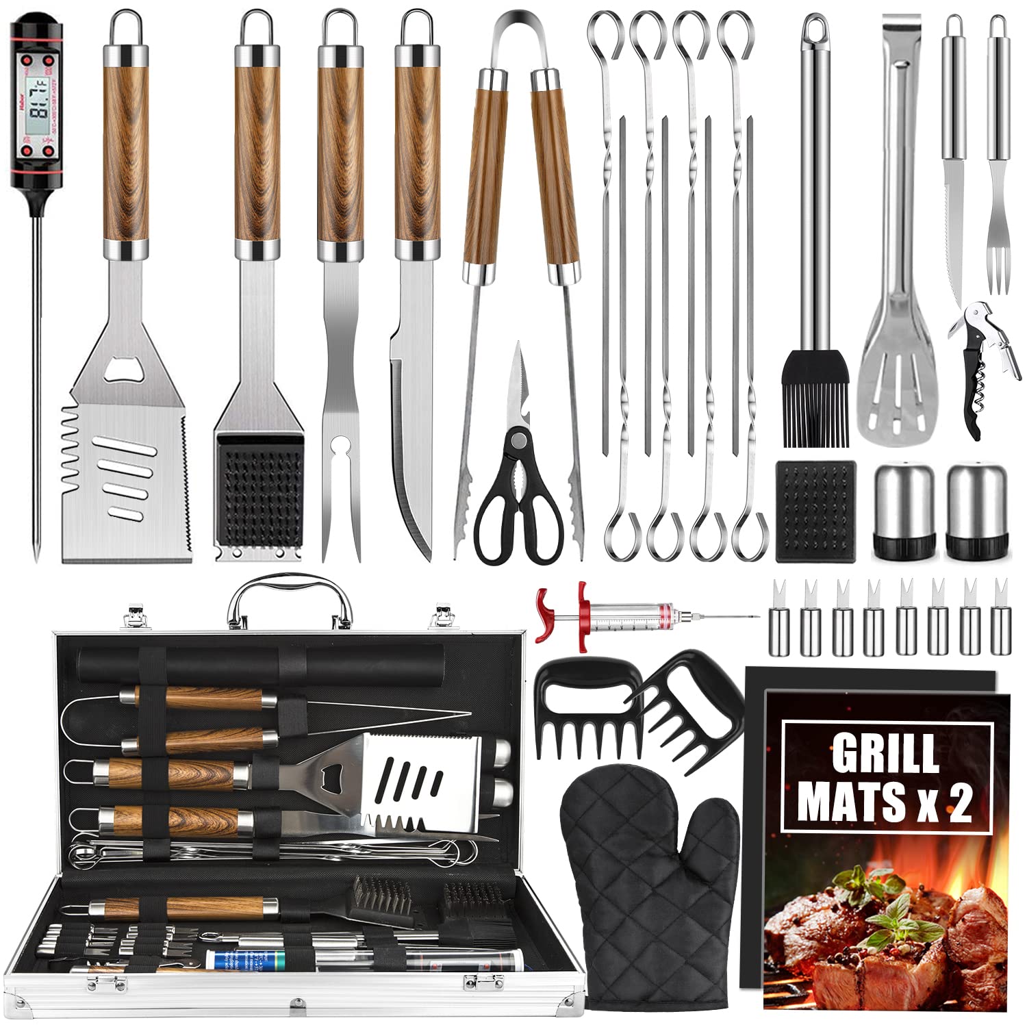 Cifaisi 38Pcs BBQ Tools Grilling Accessories Set with Aluminum Case