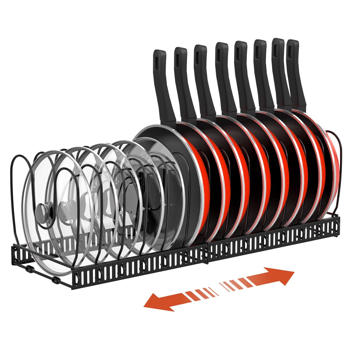 Housolution Pot and Pan Lid Organizer Holder Storage Rack, Black