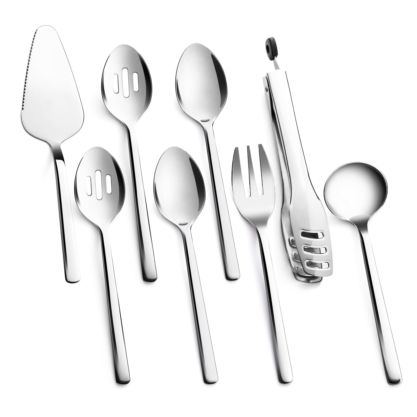 KINGSTONE 8 piece Large Hostess Serving Utensils Set,18/10 Stainless Steel