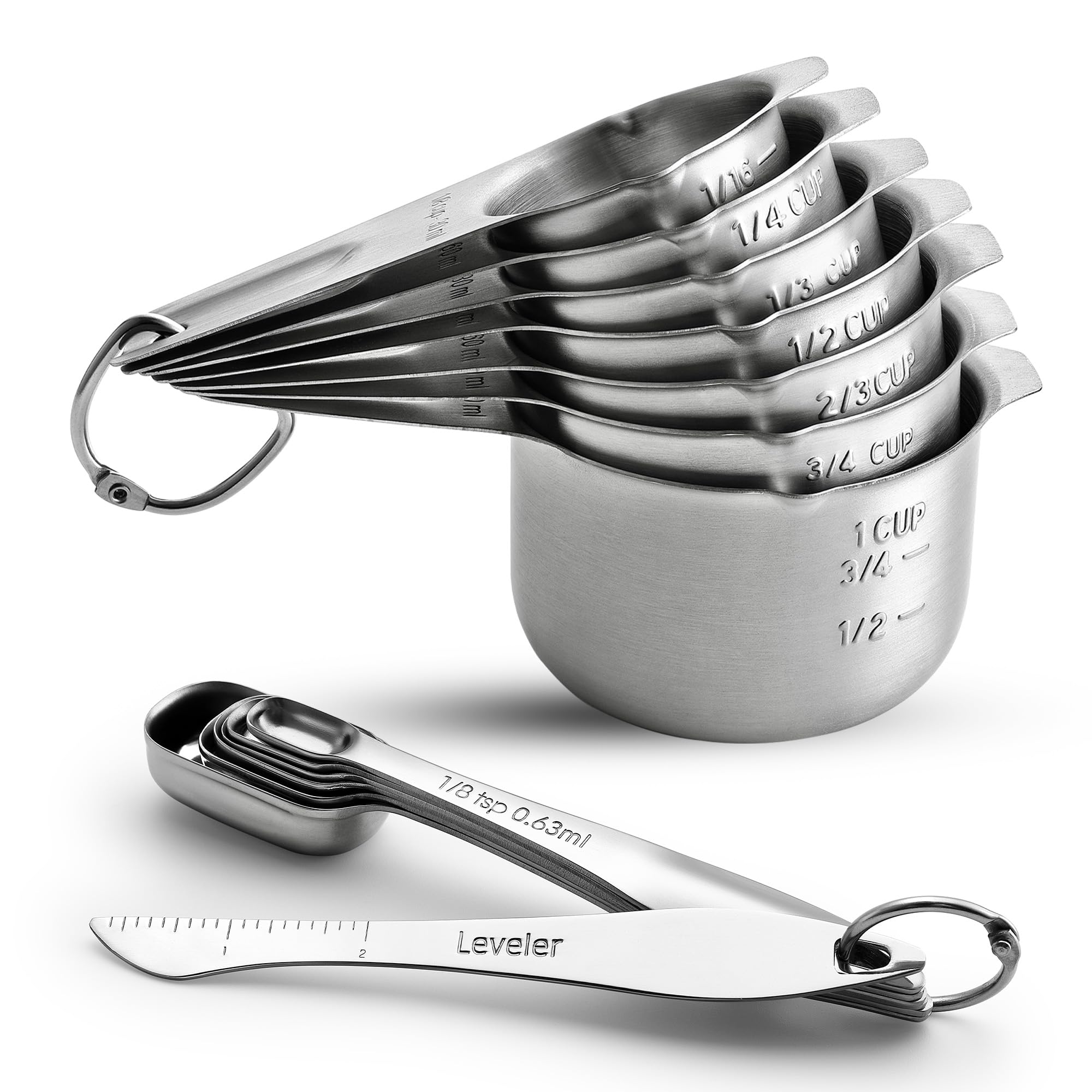 Spring Chef Stainless Steel Measuring Cups and Spoons Set of 14 w/Leveler