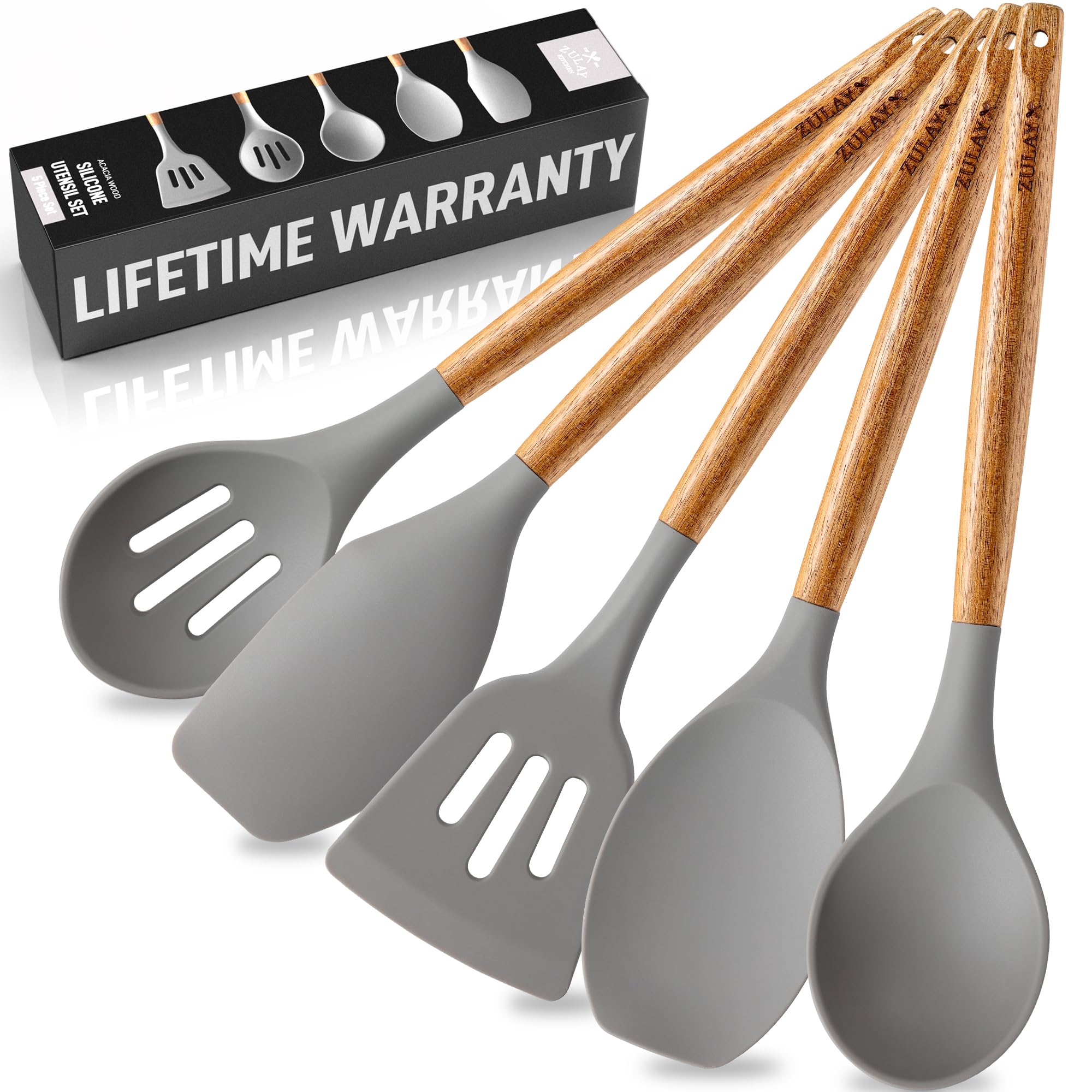 Zulay Kitchen 5 Piece Silicone Utensil Set