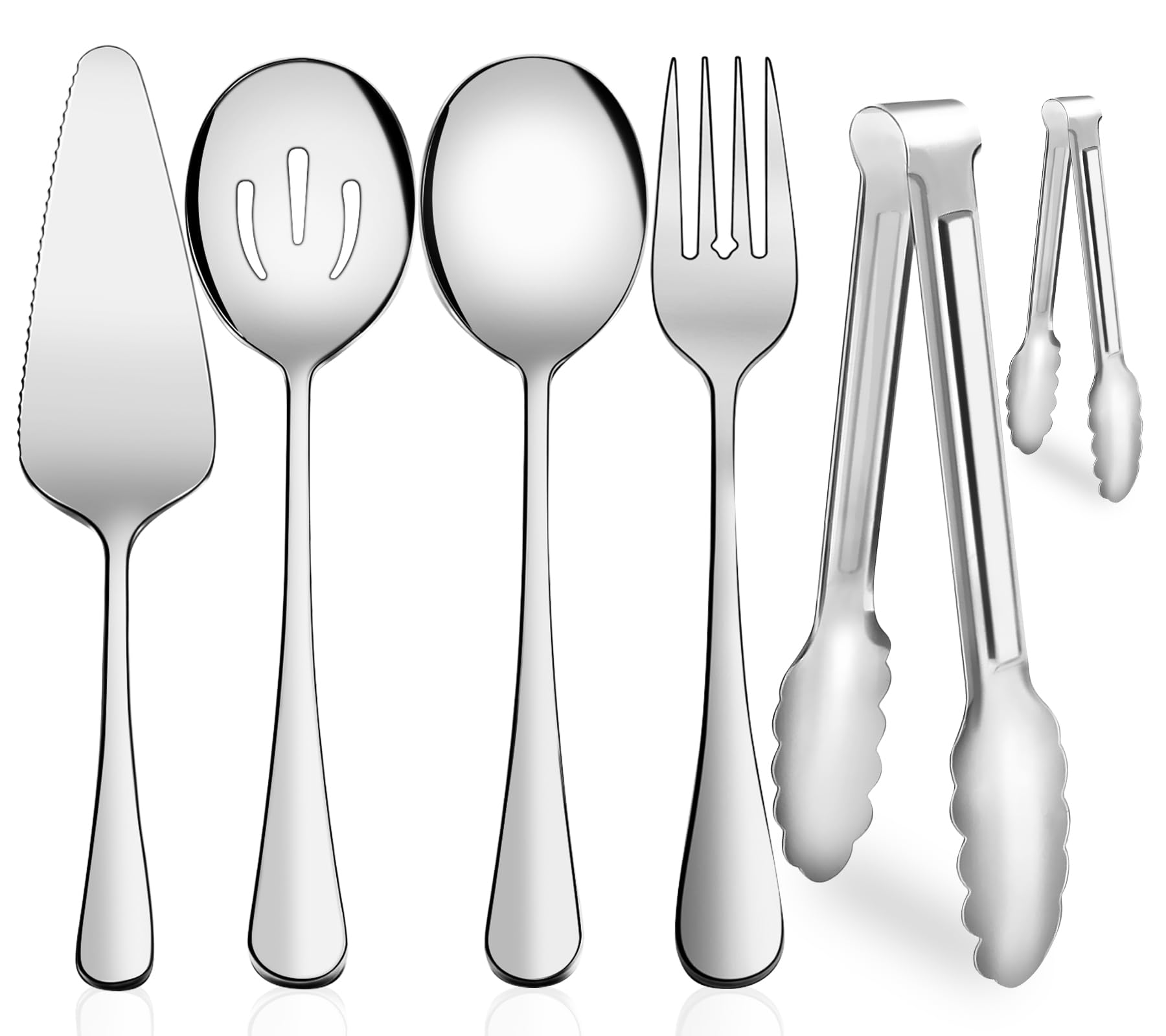 Serving Utensils,XEVOM 6-Piece Stainless Steel Serving Utensil Set Silver