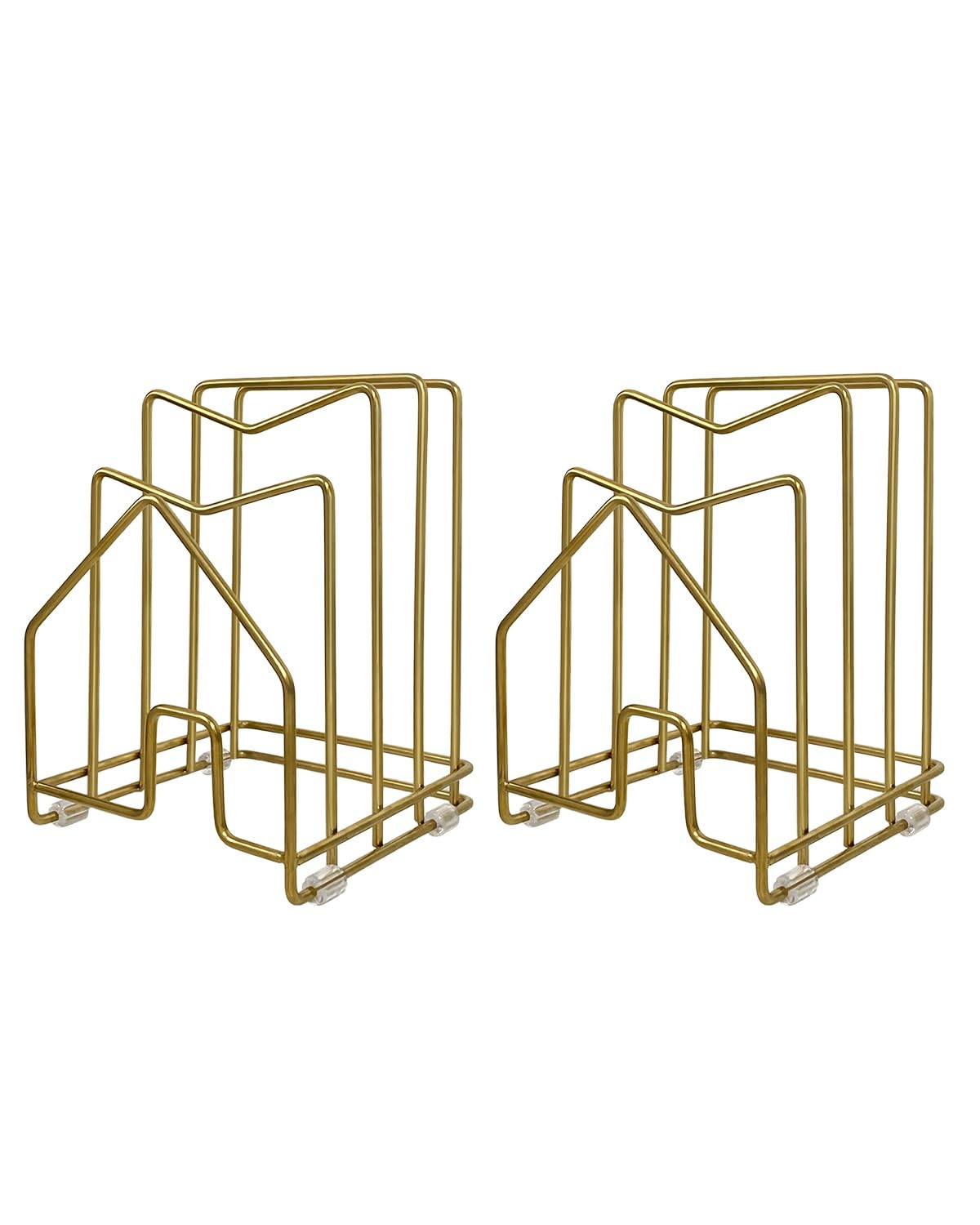 2 Pack Pot Lid Organizer Cutting Board Holder Inside Cabinet 304 Stainless Steel Pot and Pan Organizer Under Cabinet Cookie Sheet Bakeware Serving Tray Cooling Rack Stand Kitchen Countertop Matte Gold