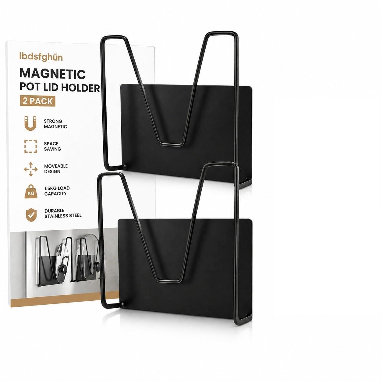 Ibdsfghun 2 Pcs Magnetic Pot Lid Holder,Strong Magnetic Stainless Steel Pot Lid Organizer, Refrigerator Mount Movable Kitchen Storage Rack for Cutting Board, Baking Tray and Pan Covers