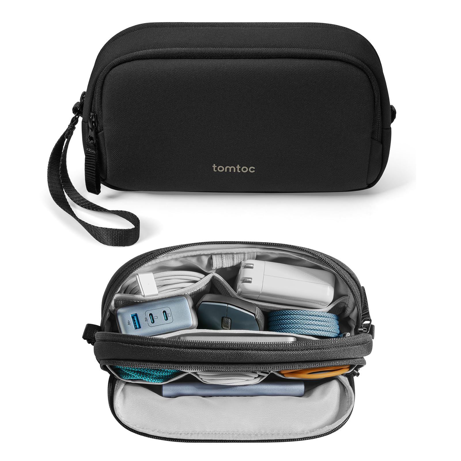 tomtoc Electronic Organizer Travel Case, Dual Compartment Tech Organization