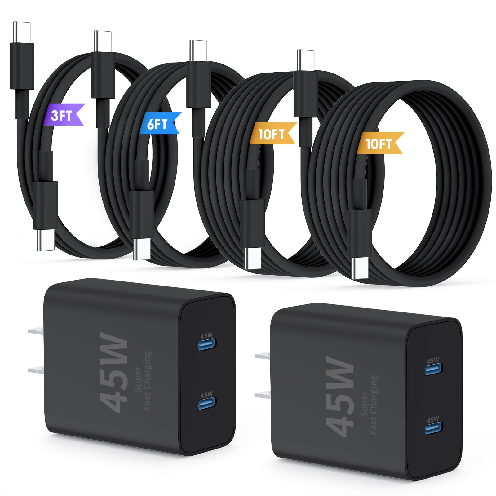 QZIIW Super Fast Samsung Charger Type C,45W Dual Port USB C Fast Charger