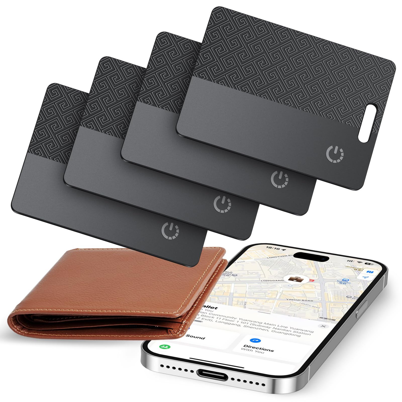 Ultra-Thin Wallet Tracker Card(iOS Only), Bluetooth Tracker Smart Card for Apple Find My iPhone Wallet GPS Tracker, Supports Wireless Charging, 10 Years Battery for Luggage, Wallets, Backpacks, Keys