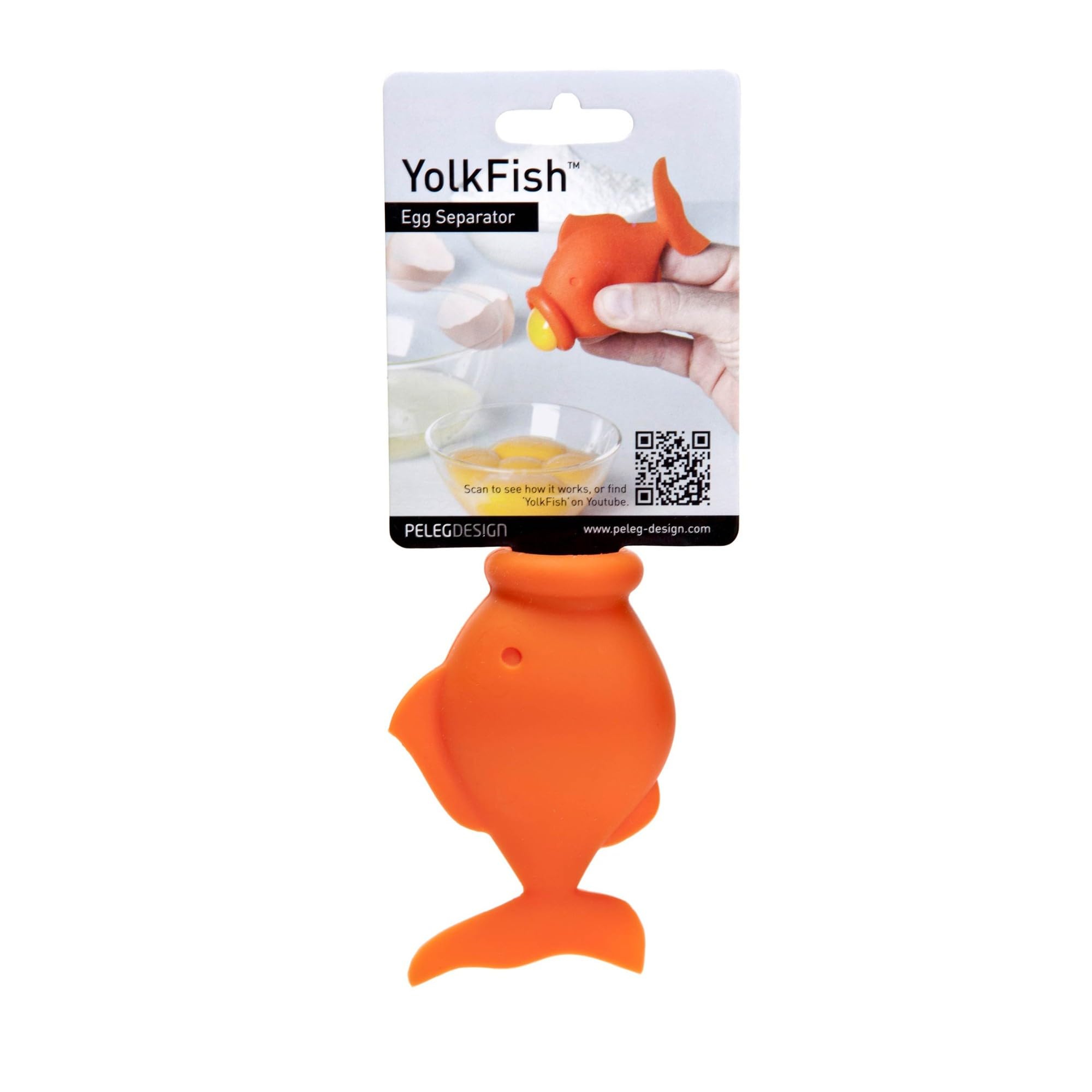 Peleg Design Egg Separator for Raw Eggs – Silicone Egg Yolk and White Separator, YolkFish Lips Swall