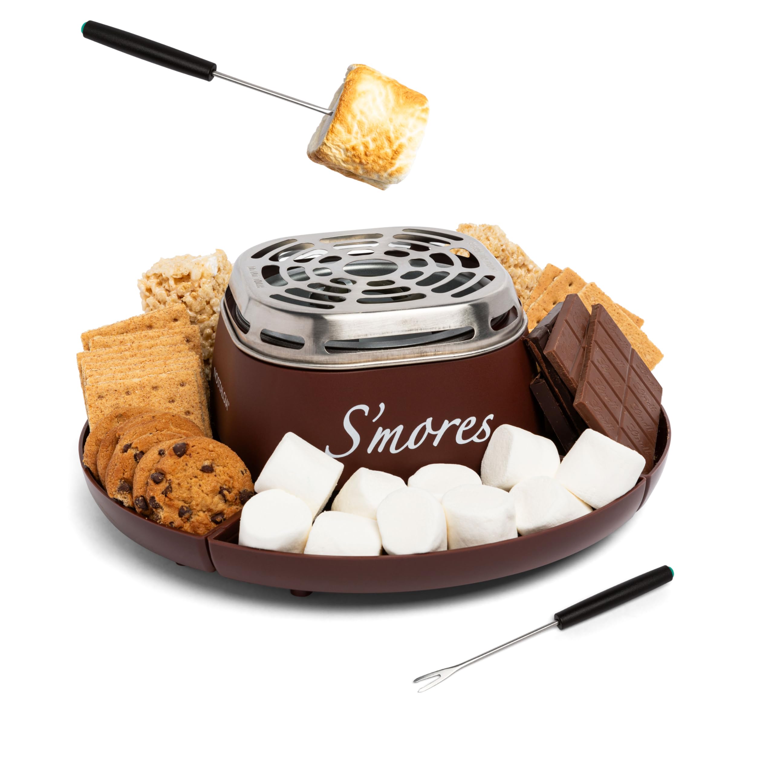 Nostalgia Tabletop Indoor Electric S'mores Maker - Smores Kit With Marshmallow Roasting Sticks and 4